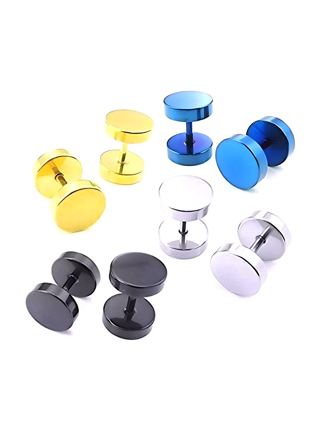

KARISHMA KREATIONS Unisex Set Of 4 Geometric Studs Earrings, Gold