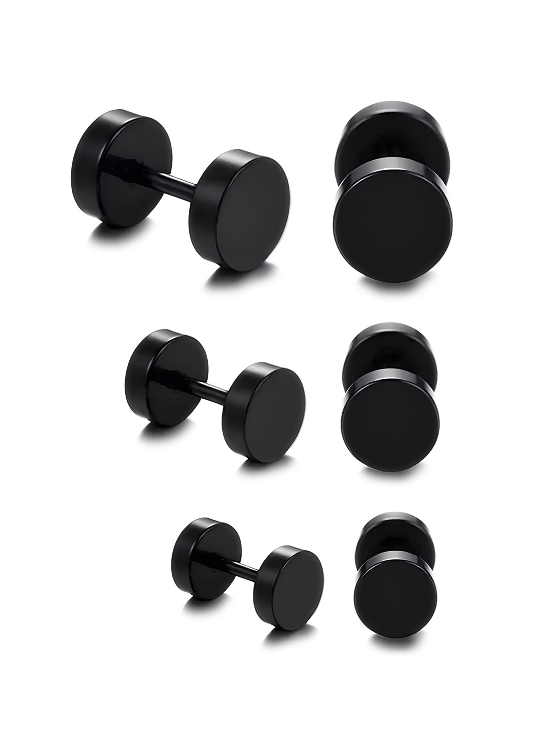 

KARISHMA KREATIONS Unisex Set Of 3 Contemporary Studs Earrings, Gold