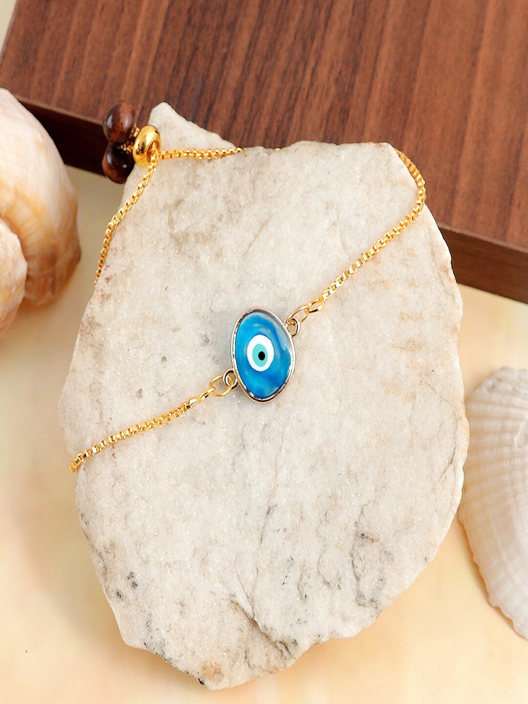 

UNIVERSITY TRENDZ Evil Eye Mini Gold-Plated Link Bracelet