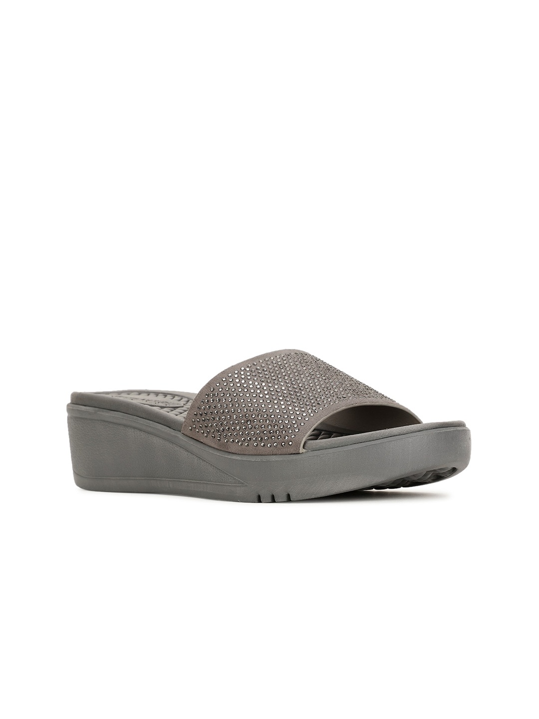 

Bata comfit Grey PU Party Wedge Mules