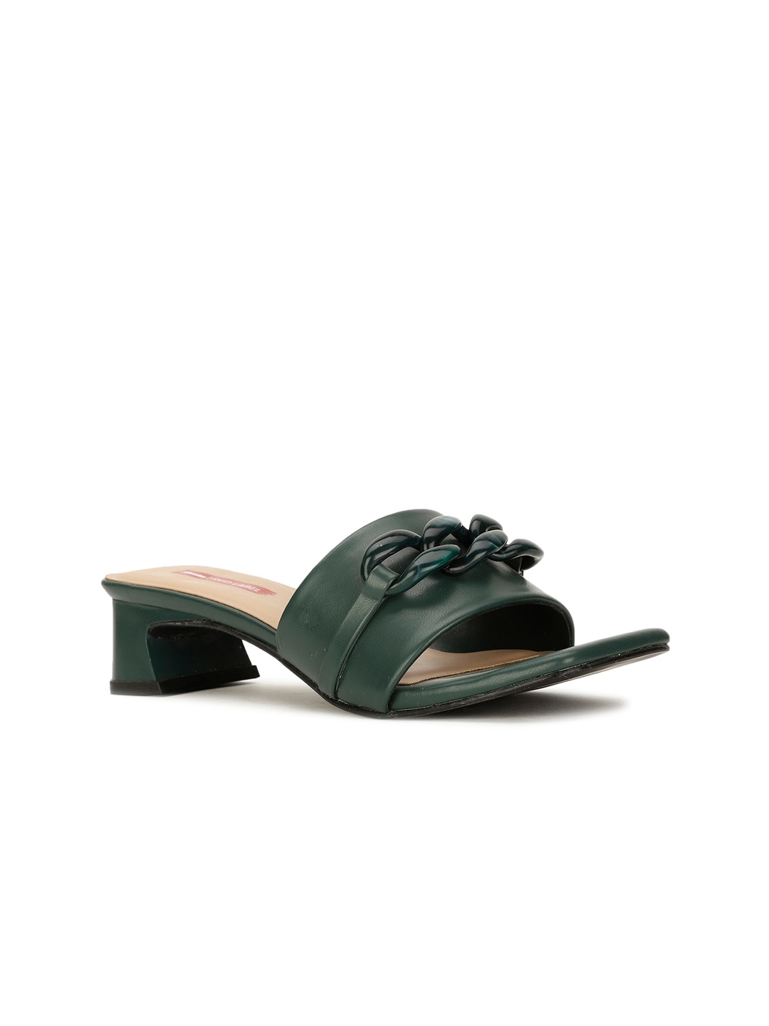 

Bata Embellished Open Toe Block Heels, Green