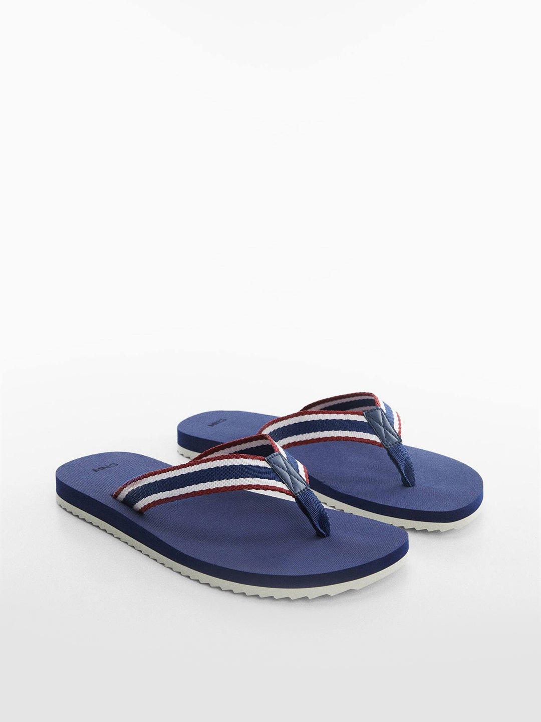 

MANGO MAN Striped Thong Flip-Flops, Blue