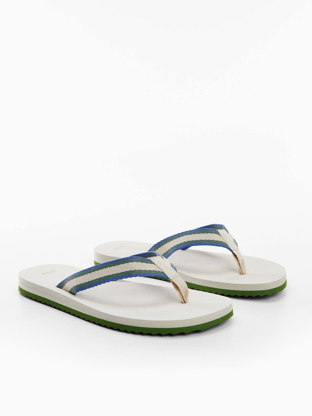 

MANGO MAN Striped Thong Flip-Flops, Cream