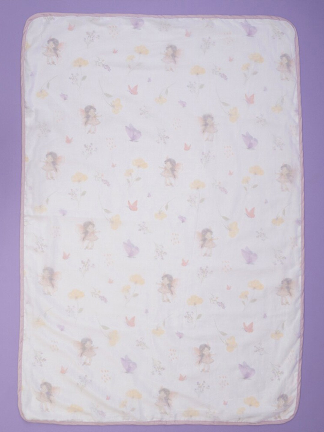 

Fancy Fluff Purple & White AC Room Organic Cotton Single Bed Dohar