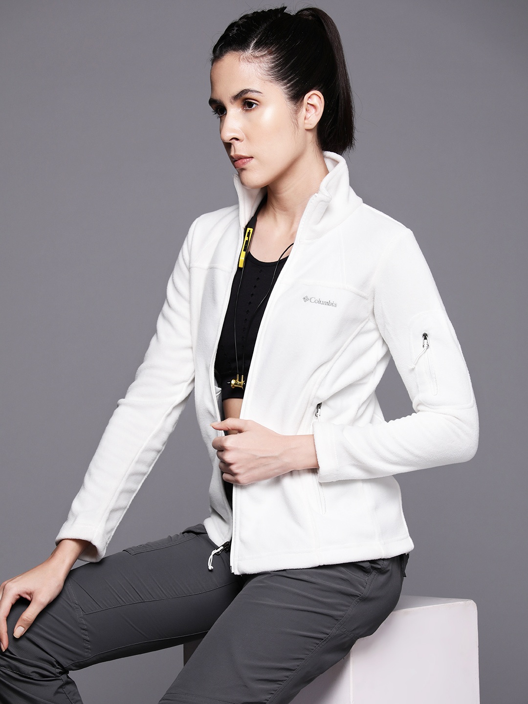 

Columbia Women Fast Trek II Full Sleeve Trekking-Hiking Fleece Jacket, White
