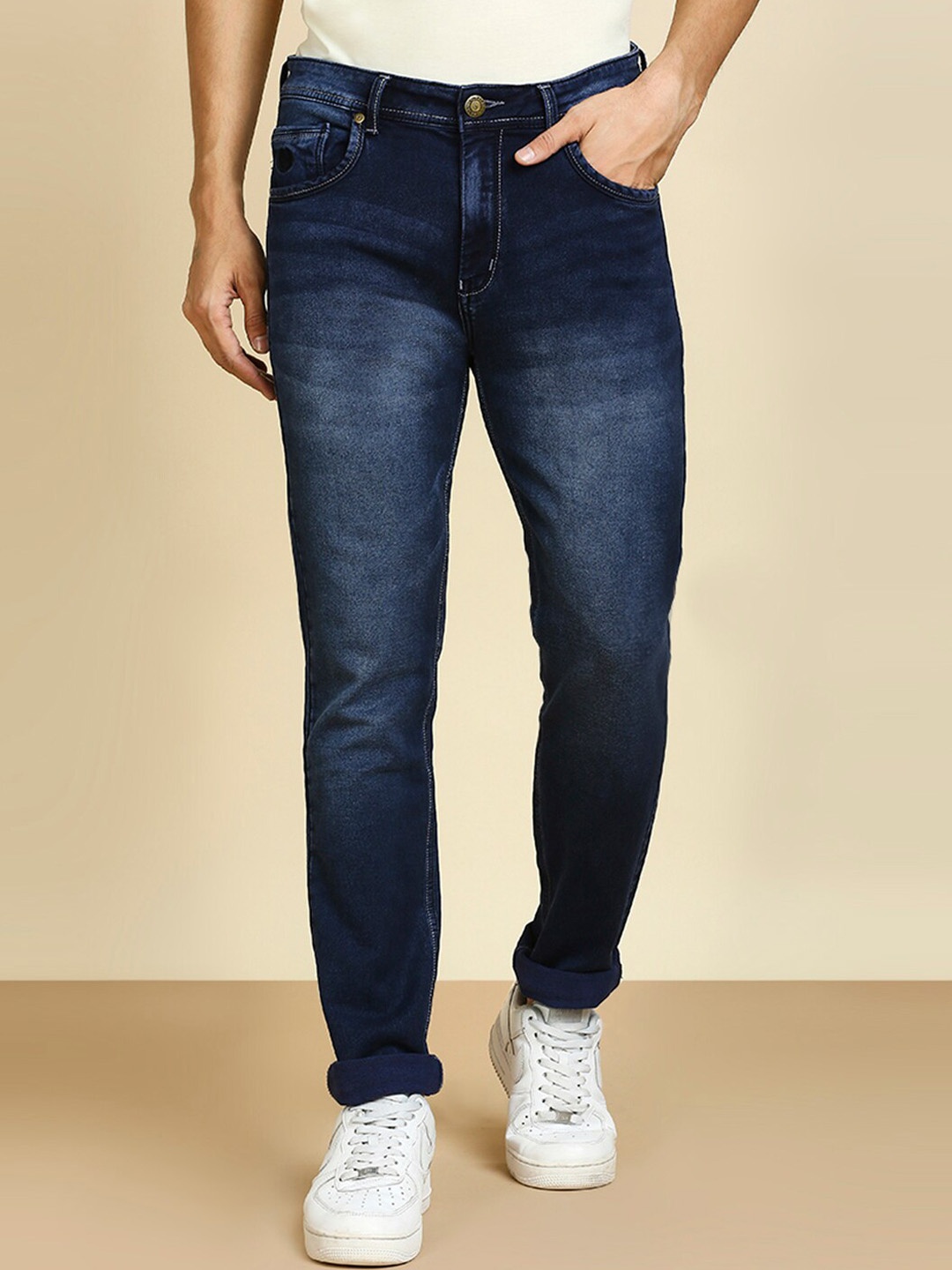 

HJ HASASI Men Regular Fit High-Rise Light Fade Jeans, Blue
