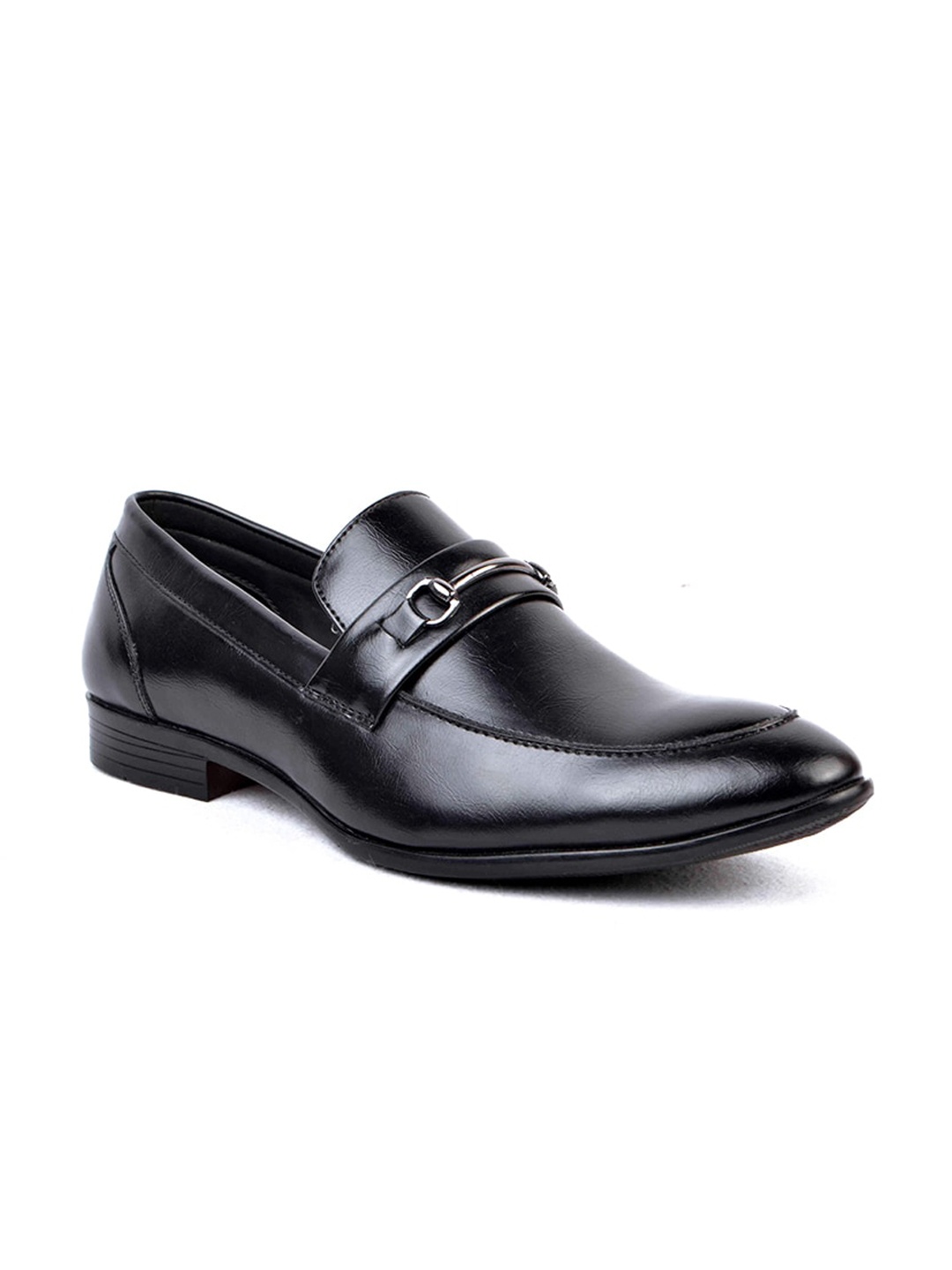 Cliff Fjord Men Round Toe Synthetic Leather Formal Loafers, Black