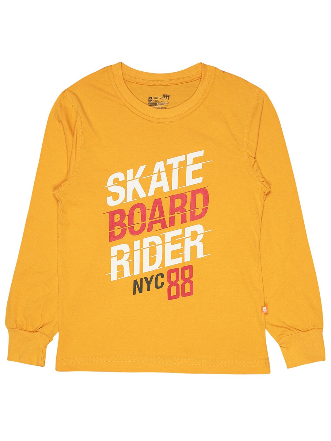 

Bodycare Kids Boys Yellow Typography Printed Cotton T-shirt, Mustard