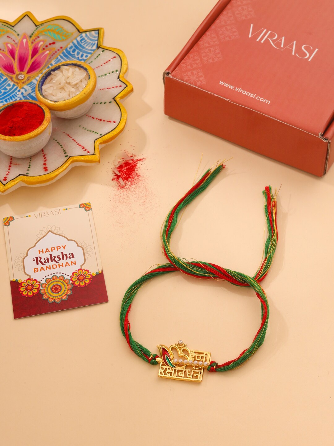 

VIRAASI Happy Rakshabandhan Rakhi With Roli Chawal, Gold