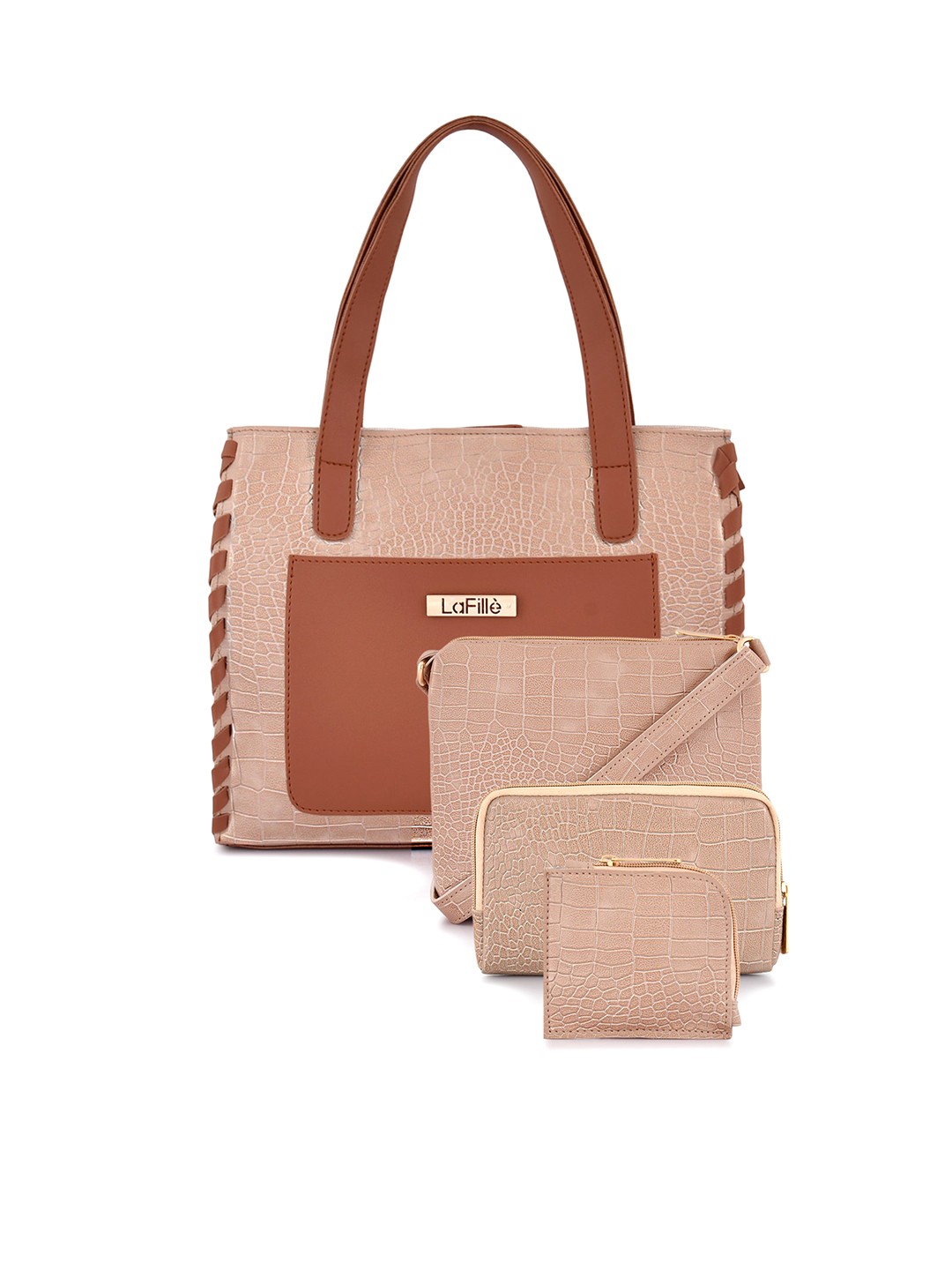 

LaFille PU Water Resistant Structured Handheld Bag, Beige