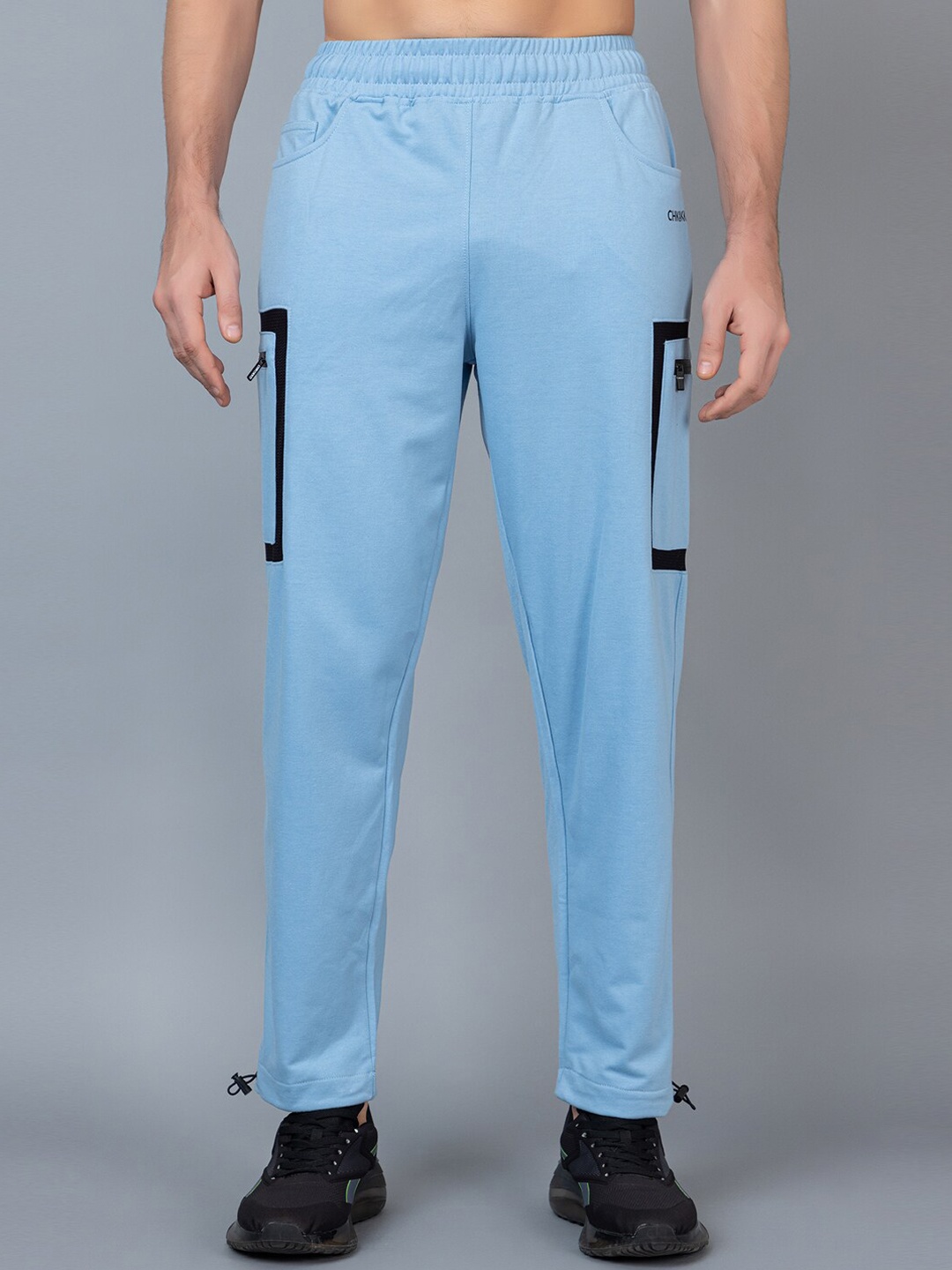 

CHKOKKO Men Regular Fit Mid-Rise Casual Track Pant, Blue