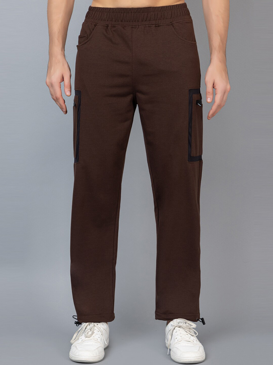 

CHKOKKO Men Regular Fit Mid-Rise Casual Track Pant, Coffee brown