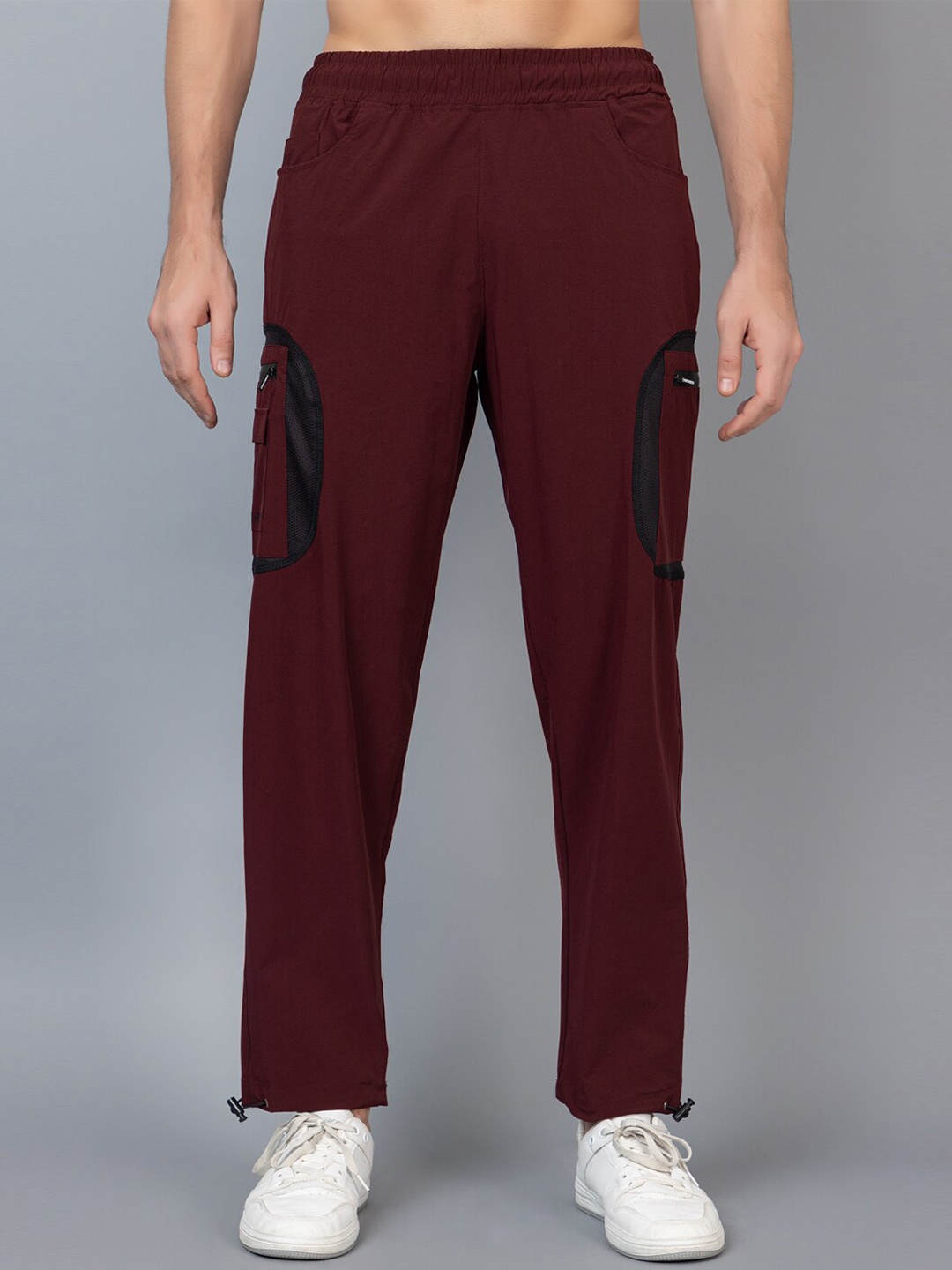 

CHKOKKO Men Regular Fit Mid-Rise Sports Track Pants, Maroon