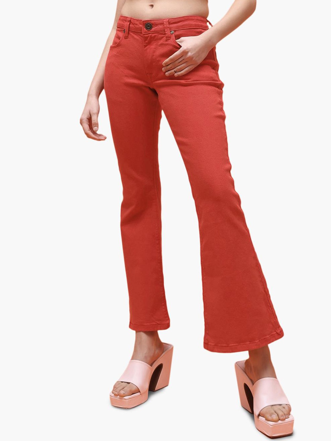 

Virgio Women Bootcut Low-Rise Clean Look Jeans, Red