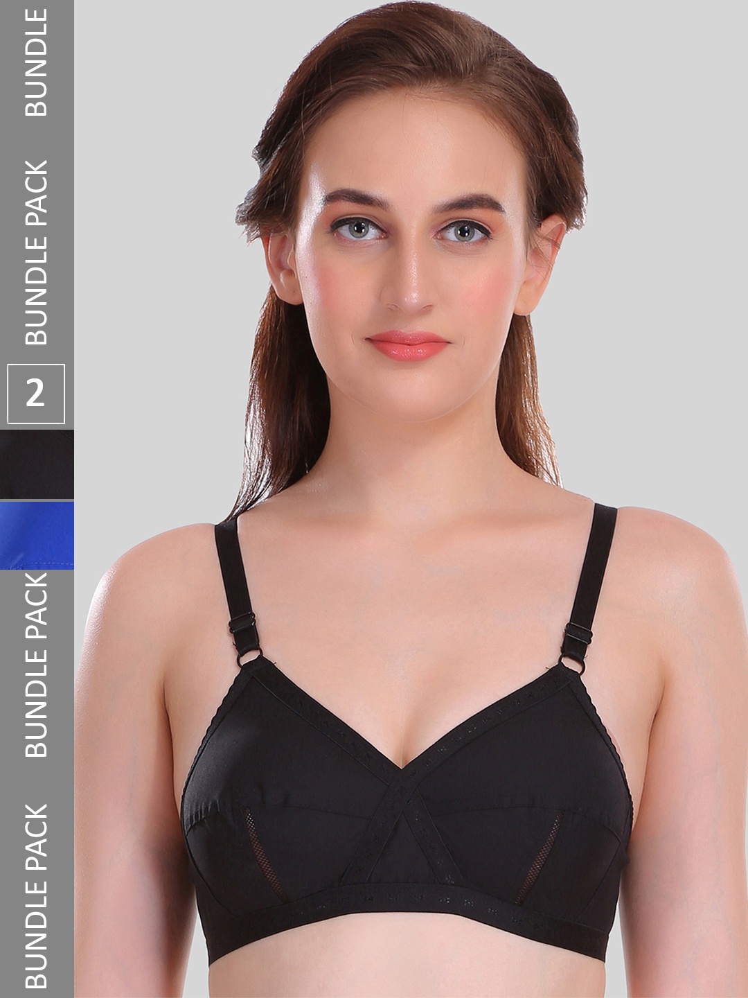 

SELFCARE Pack Of 2 Non-Padded Cotton Full Coverage Everyday Bra, Black