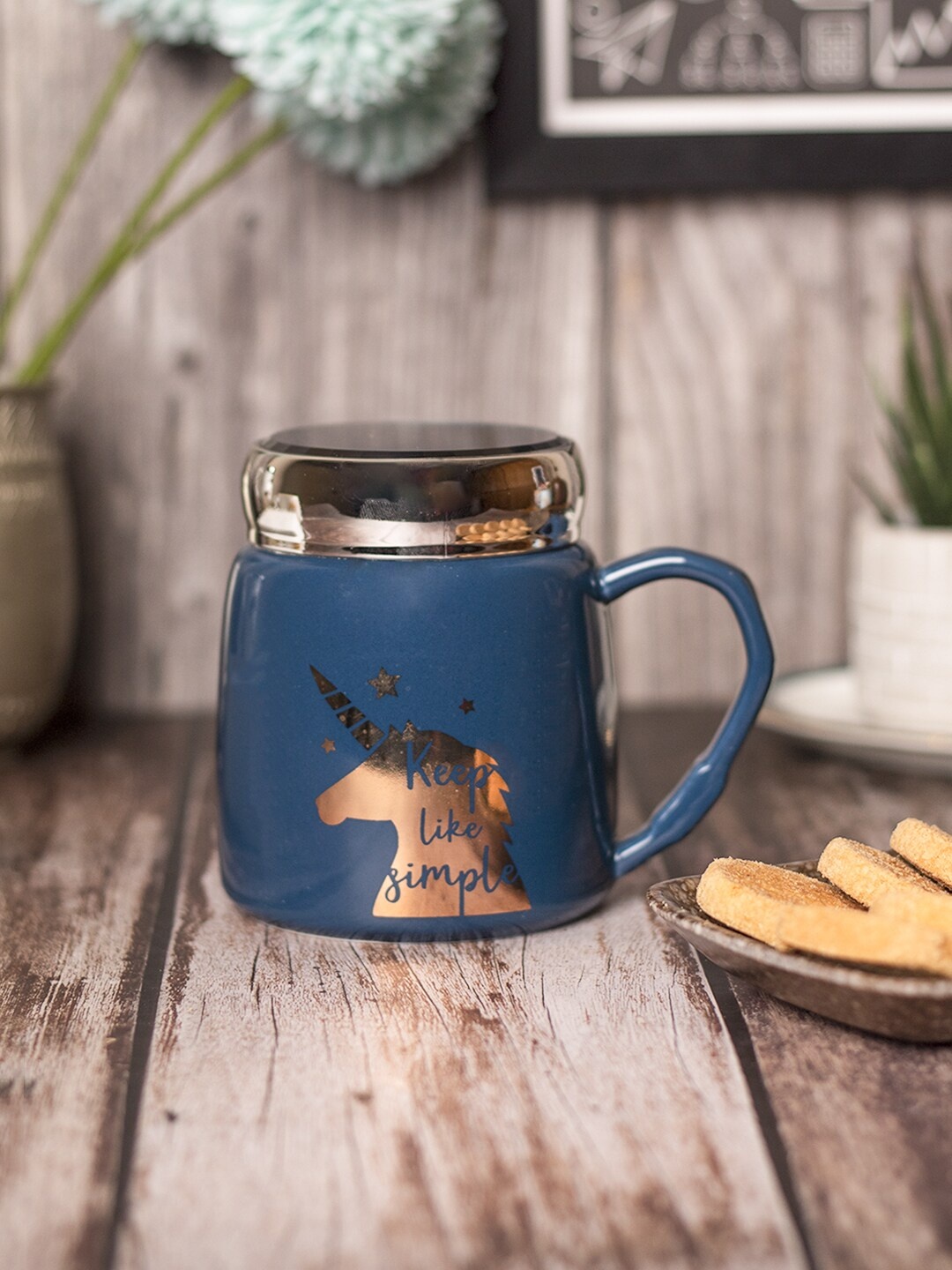 

MARKET99 Blue Text or Slogans Printed Ceramic Glossy Mug 420ml