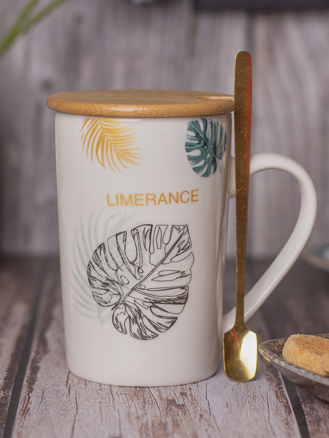 

MARKET99 White Text or Slogans Printed Ceramic Glossy Coffee Mug With Lid - 450 ML