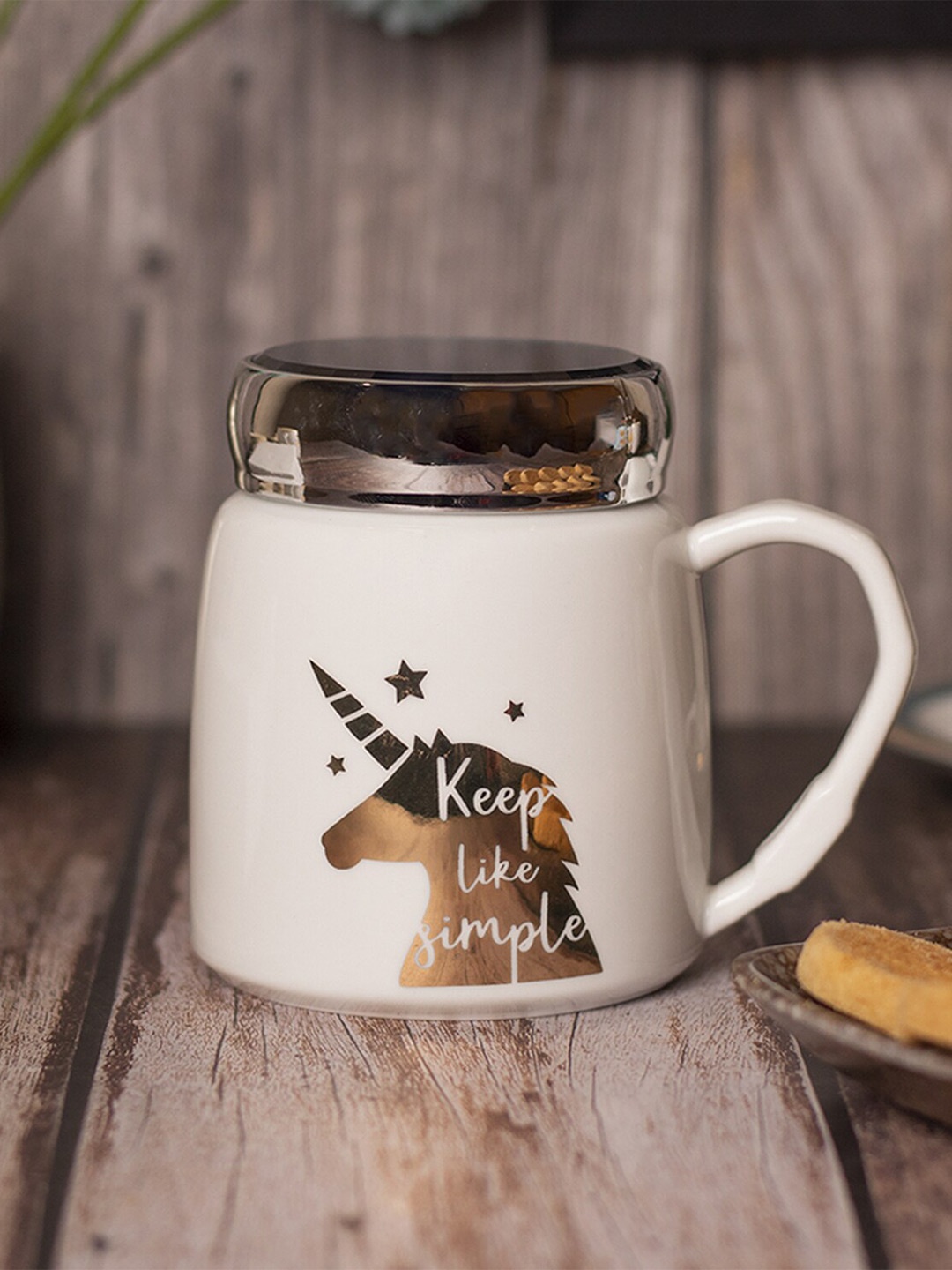 

MARKET99 White Printed Ceramic Matte Mug 420ml