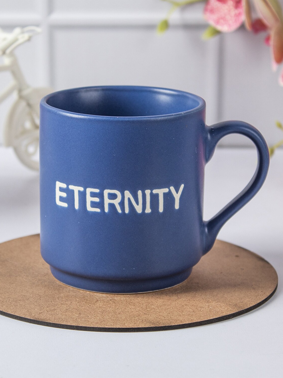 

MARKET99 Blue & White Printed Ceramic Matte Coffee Mug - 360 ML