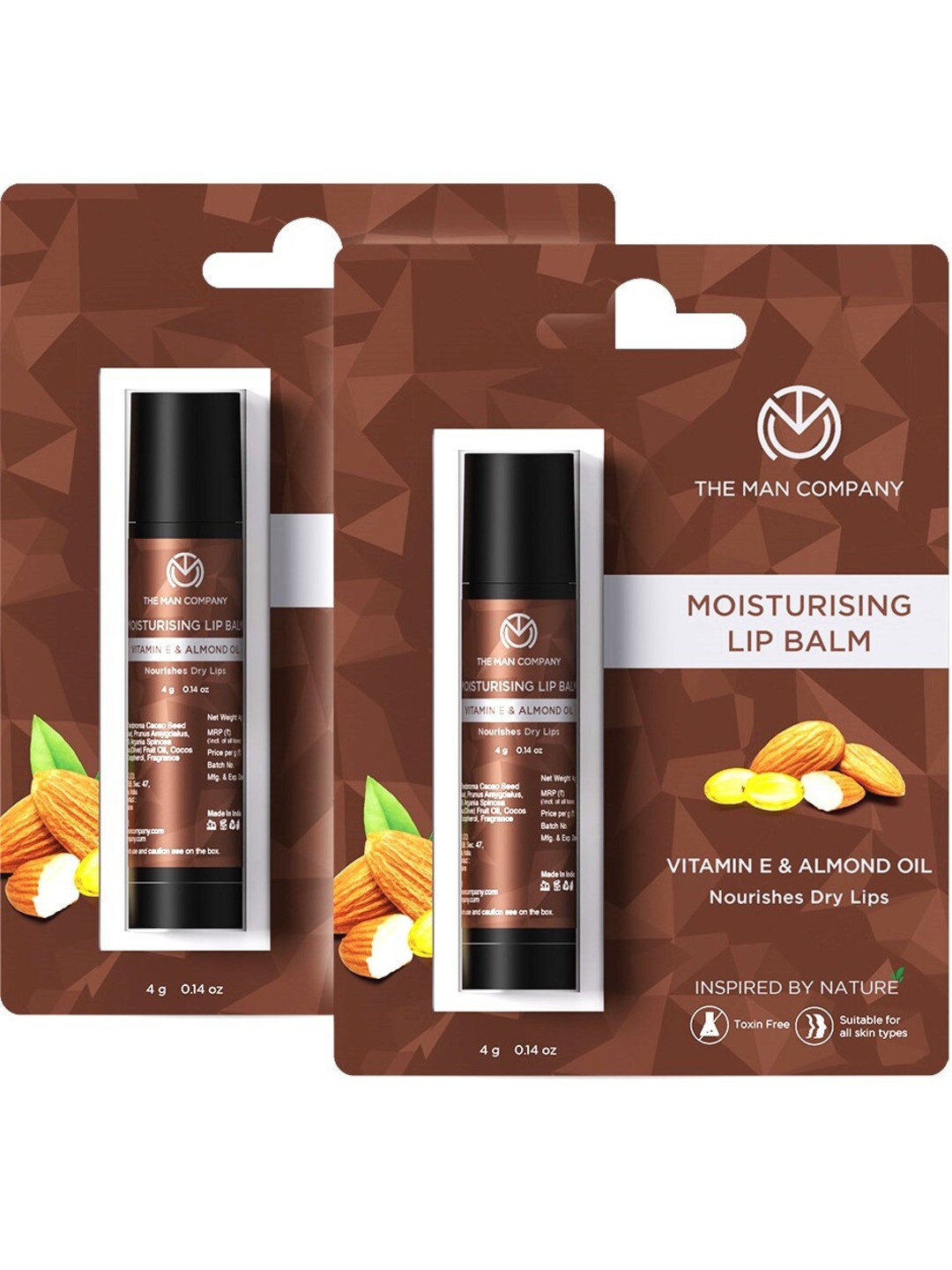 

THE MAN COMPANY Set Of 2 Lightening & Nourishing Lip Balm - 4g Each, Black