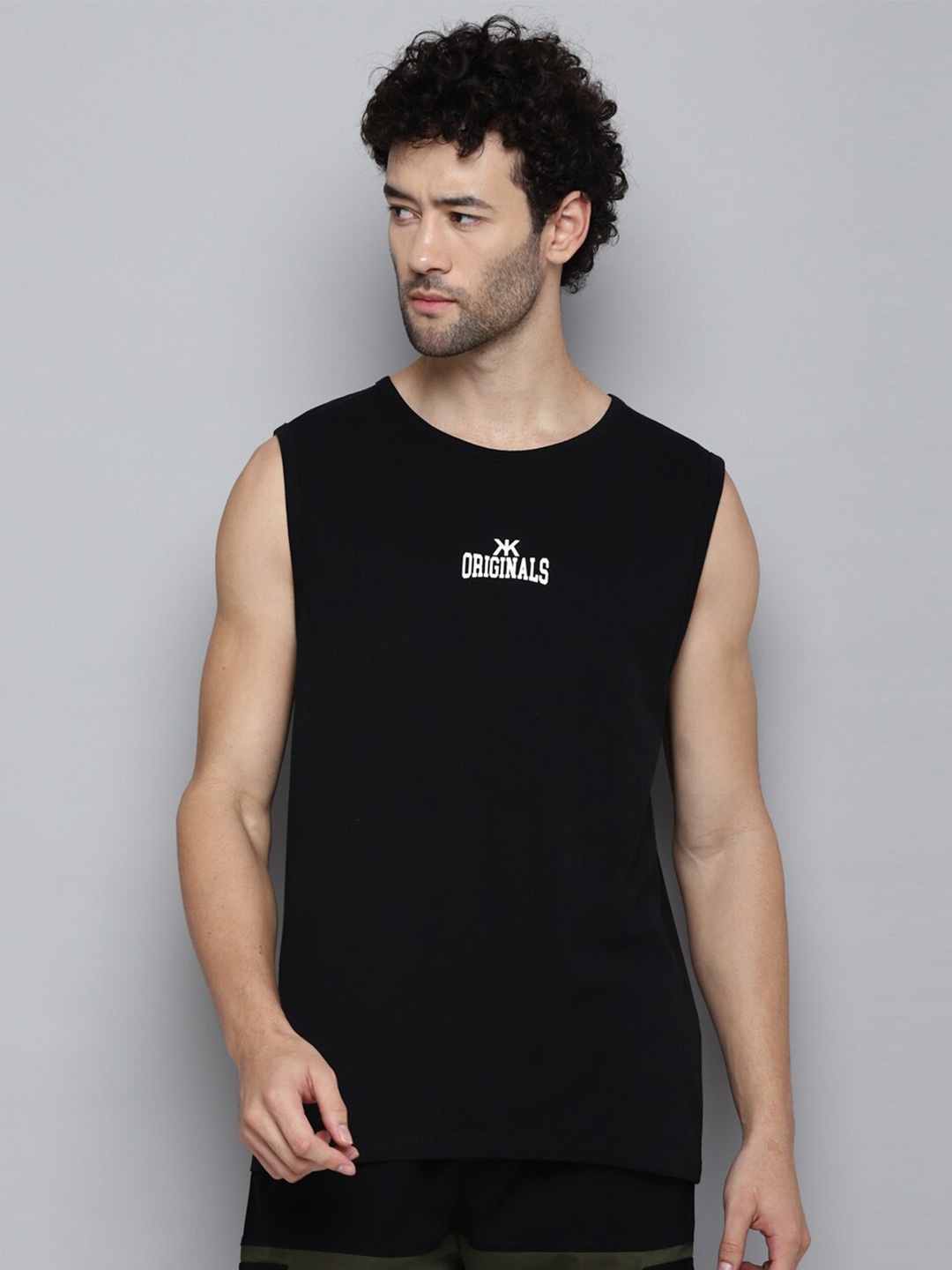 

Kook N Keech Black Sleeveless Cotton Basic Vest