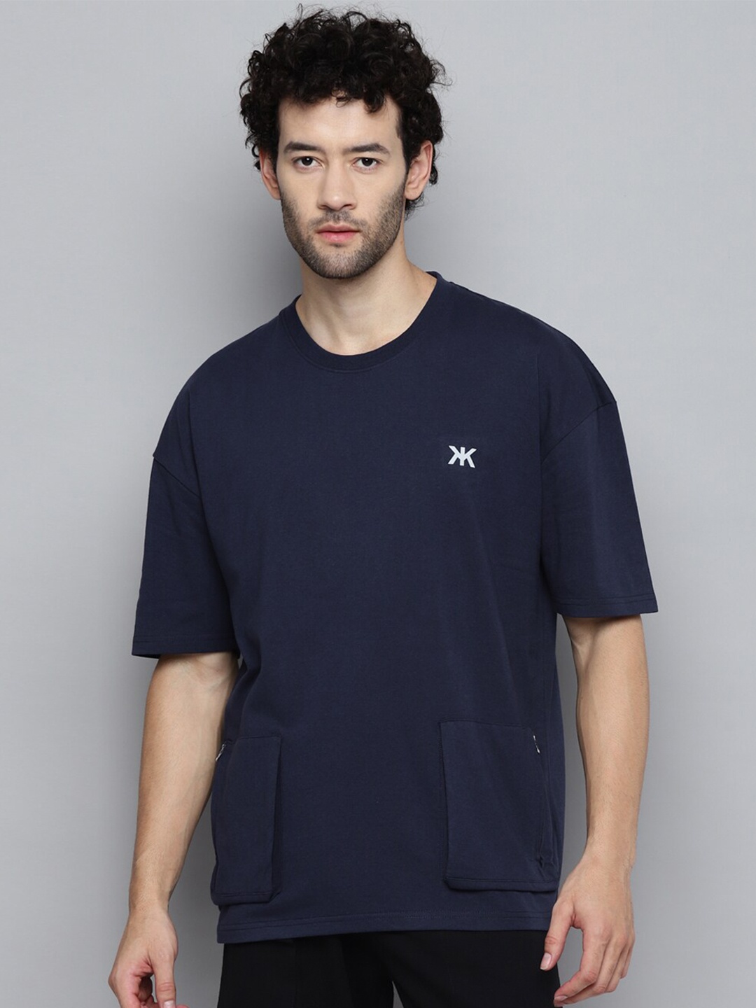 

Kook N Keech Round Neck Cotton Oversized T-shirt, Navy blue