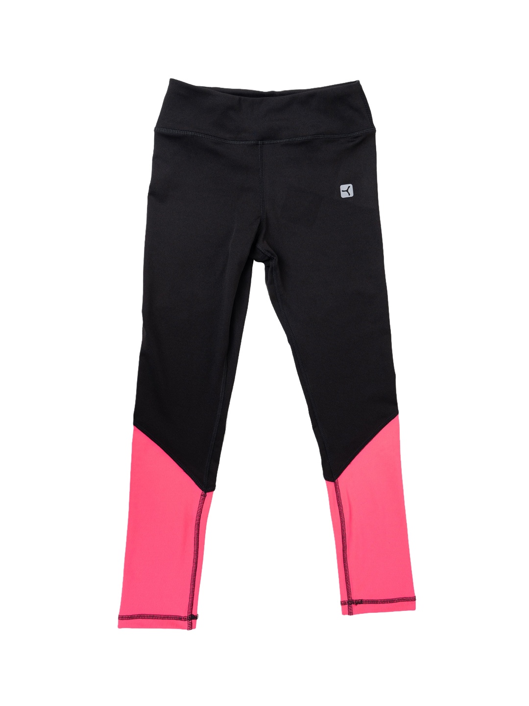 

STUDIOACTIV Girls Colourblocked Ankle-Length Leggings, Black