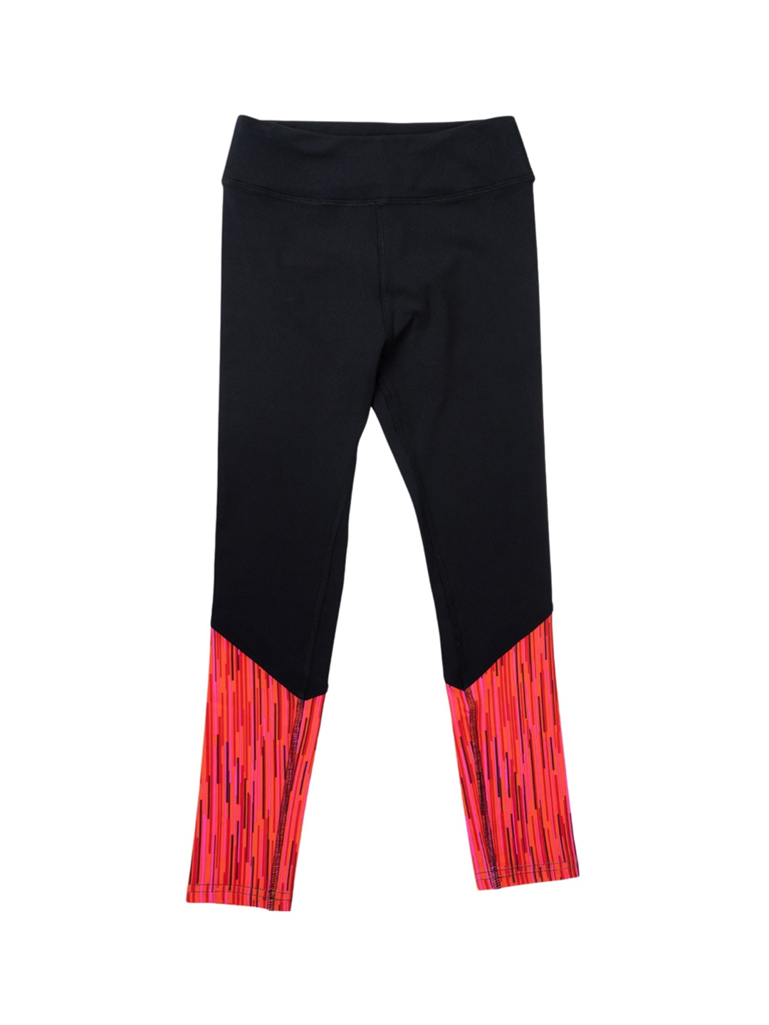 

STUDIOACTIV Girls Colourblocked Ankle-Length Sports Leggings, Black