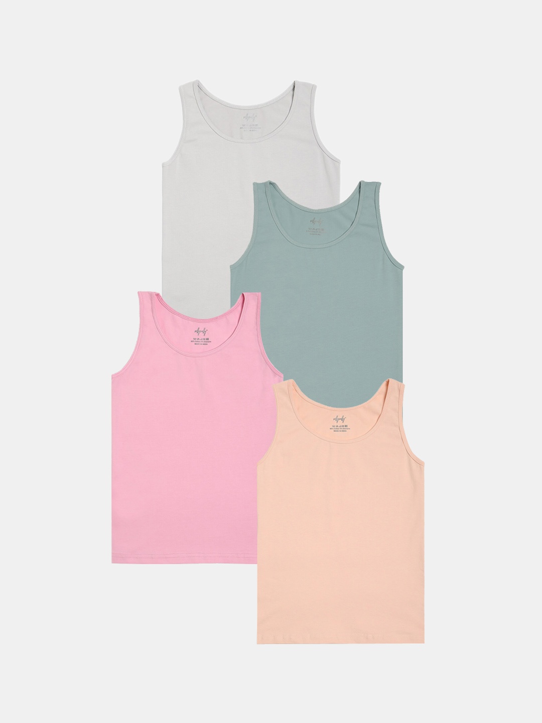 

Sillysally Girls Pack of 4 Lycra Innerwear Vests, Green