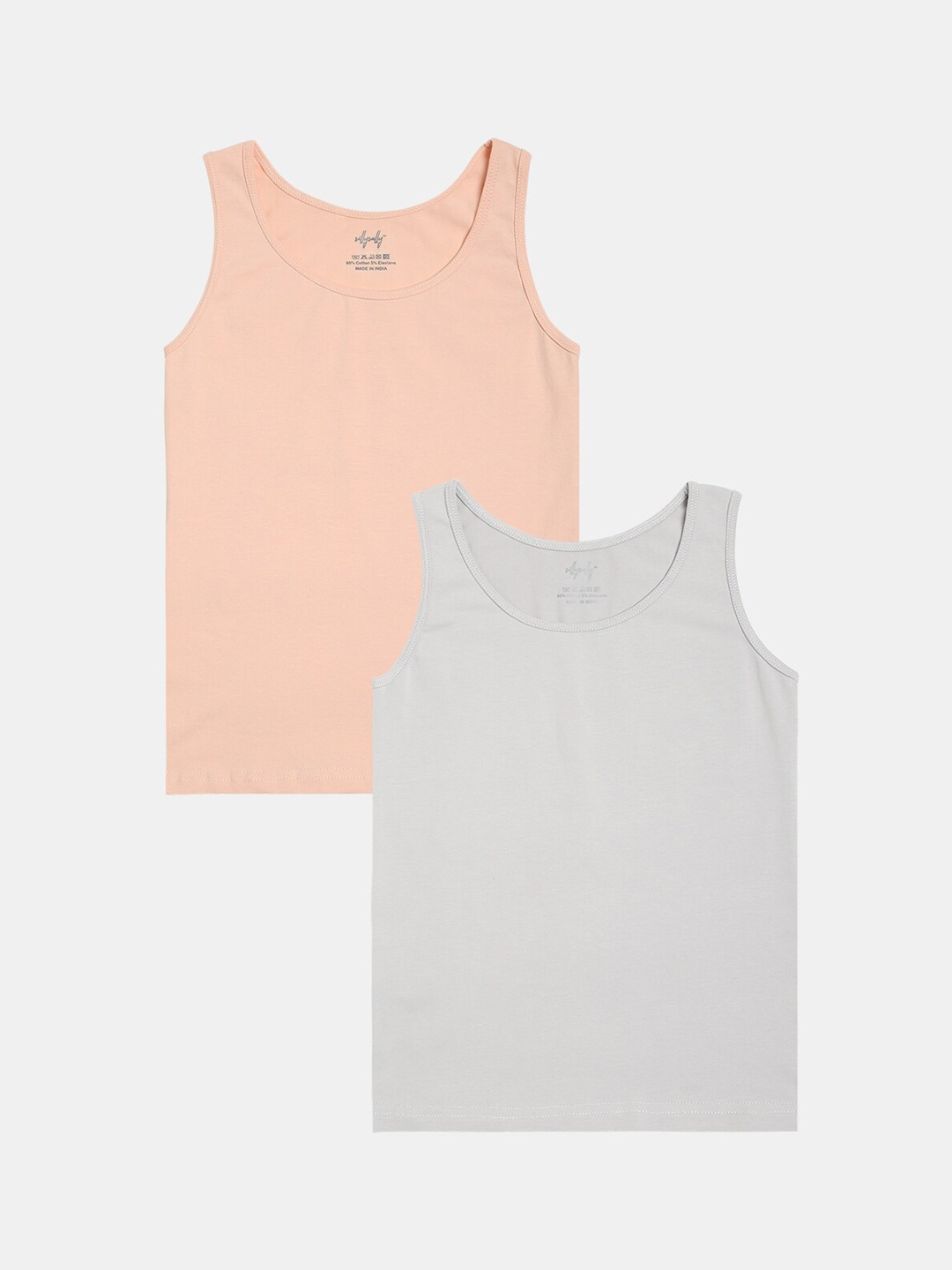 

Sillysally Girls Pack Of 2 Stretchable Camisoles, Peach