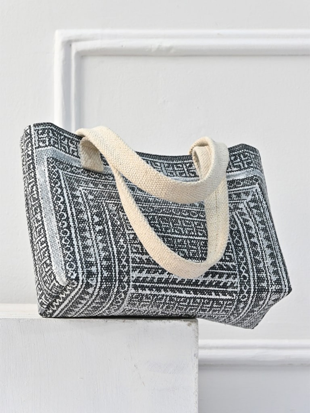 

Art Avenue Geometric Printed Structured Tote Bag, Black