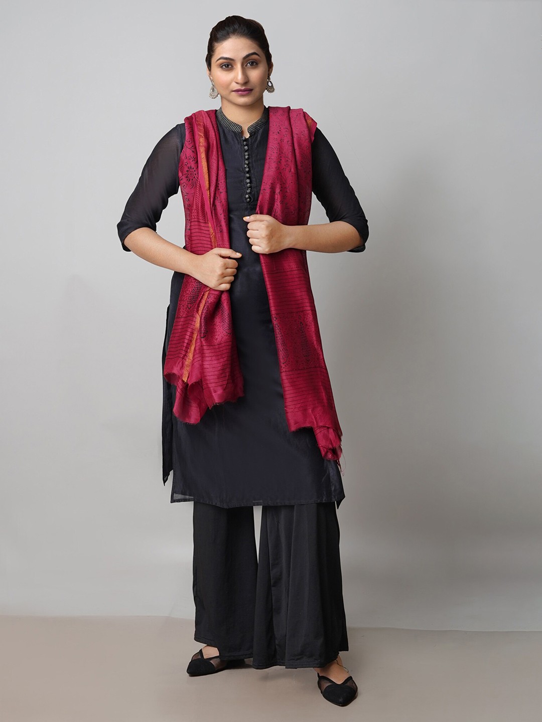 

Unnati Silks Printed Pure Cotton Dupatta, Maroon