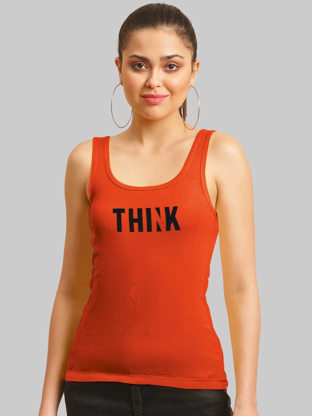 

FBAR Typography Printed Sleeveless Tank Top, Orange