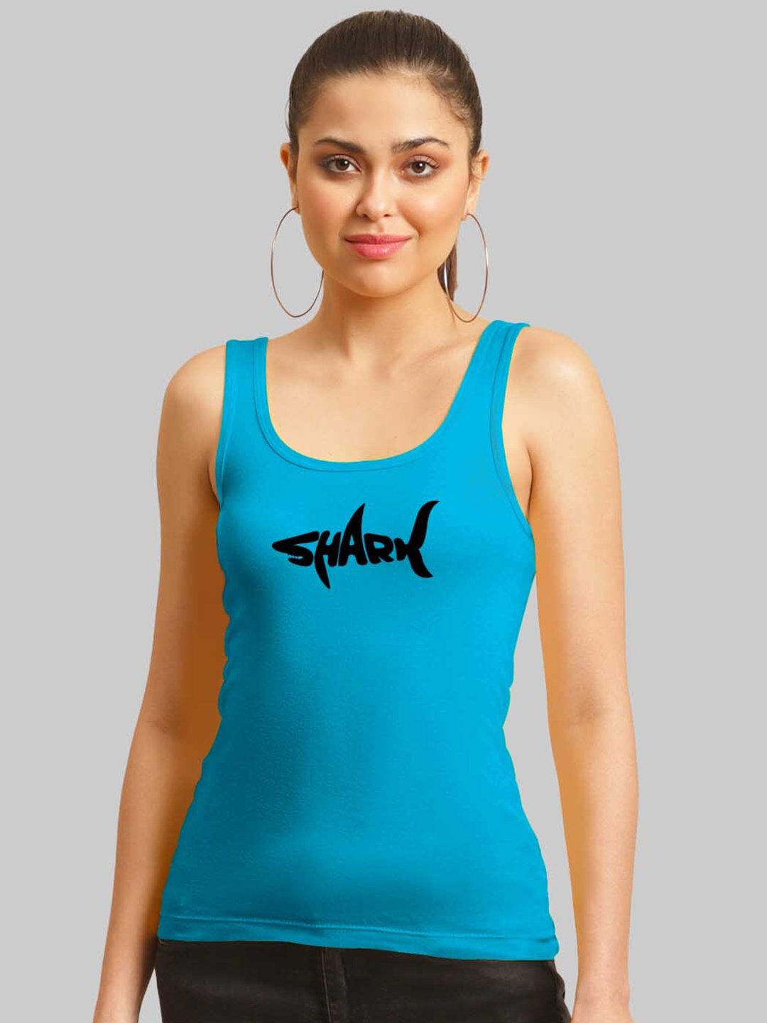 

FBAR Graphic Printed Cotton Tank Top, Turquoise blue