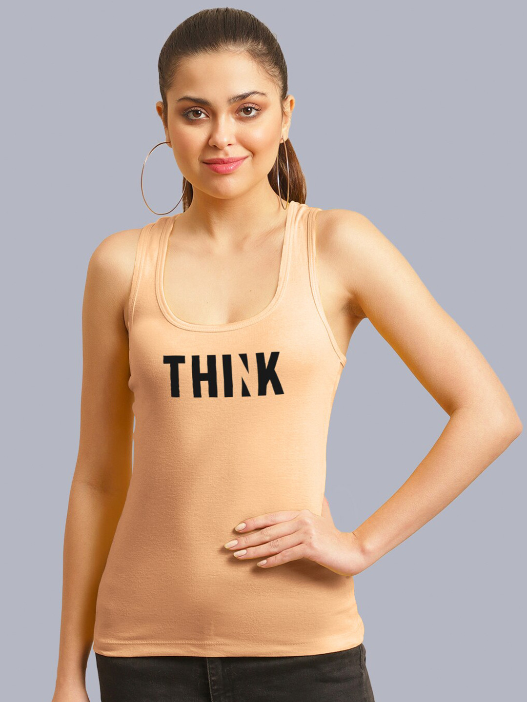 

FBAR Typography Printed Cotton Tank Top, Coral