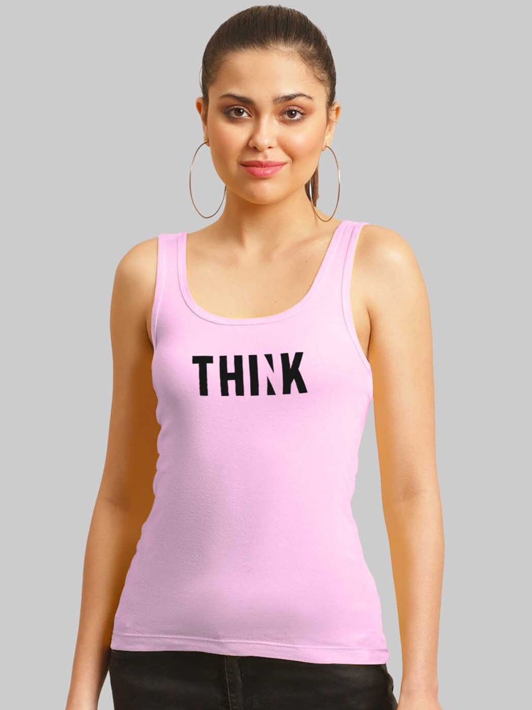 

FBAR Typography Printed Cotton Tank Top, Pink