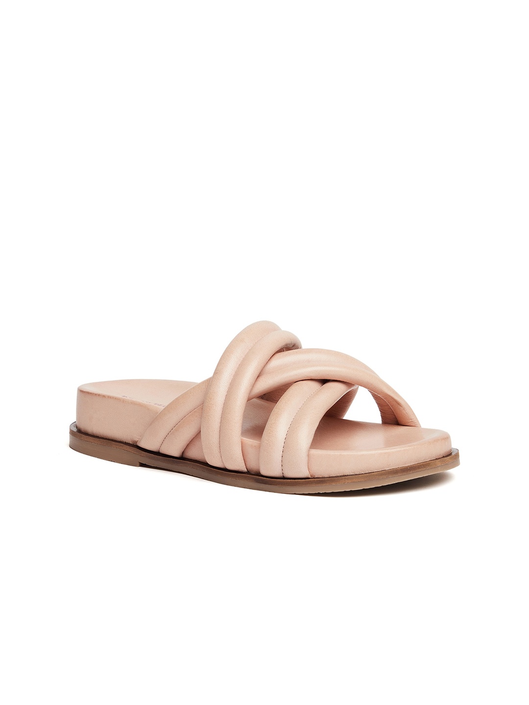 

Peach Flores Leather Open Toe Open Toe Flats, Nude