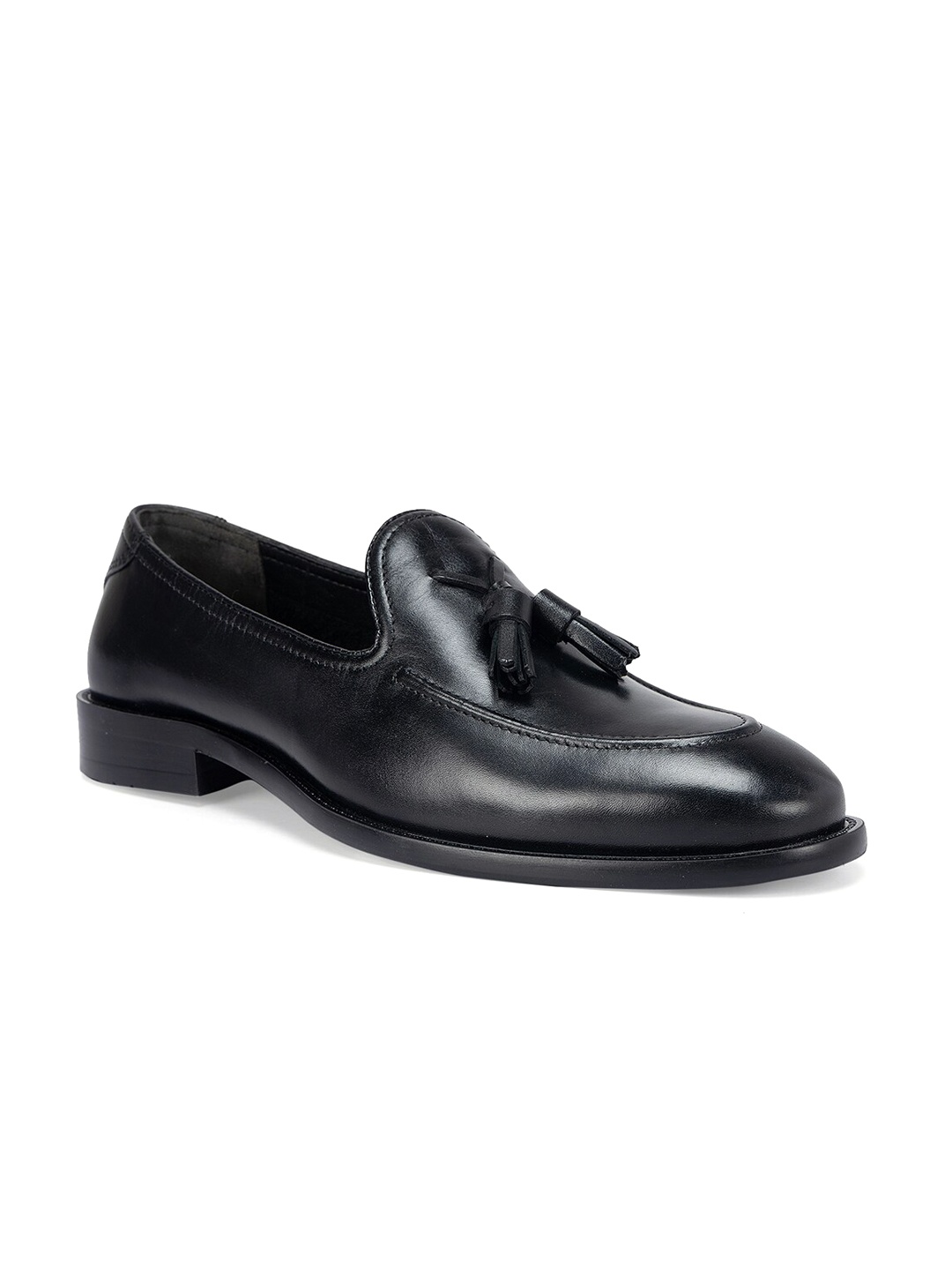 

ROSSO BRUNELLO Men Leather Formal Loafers, Black