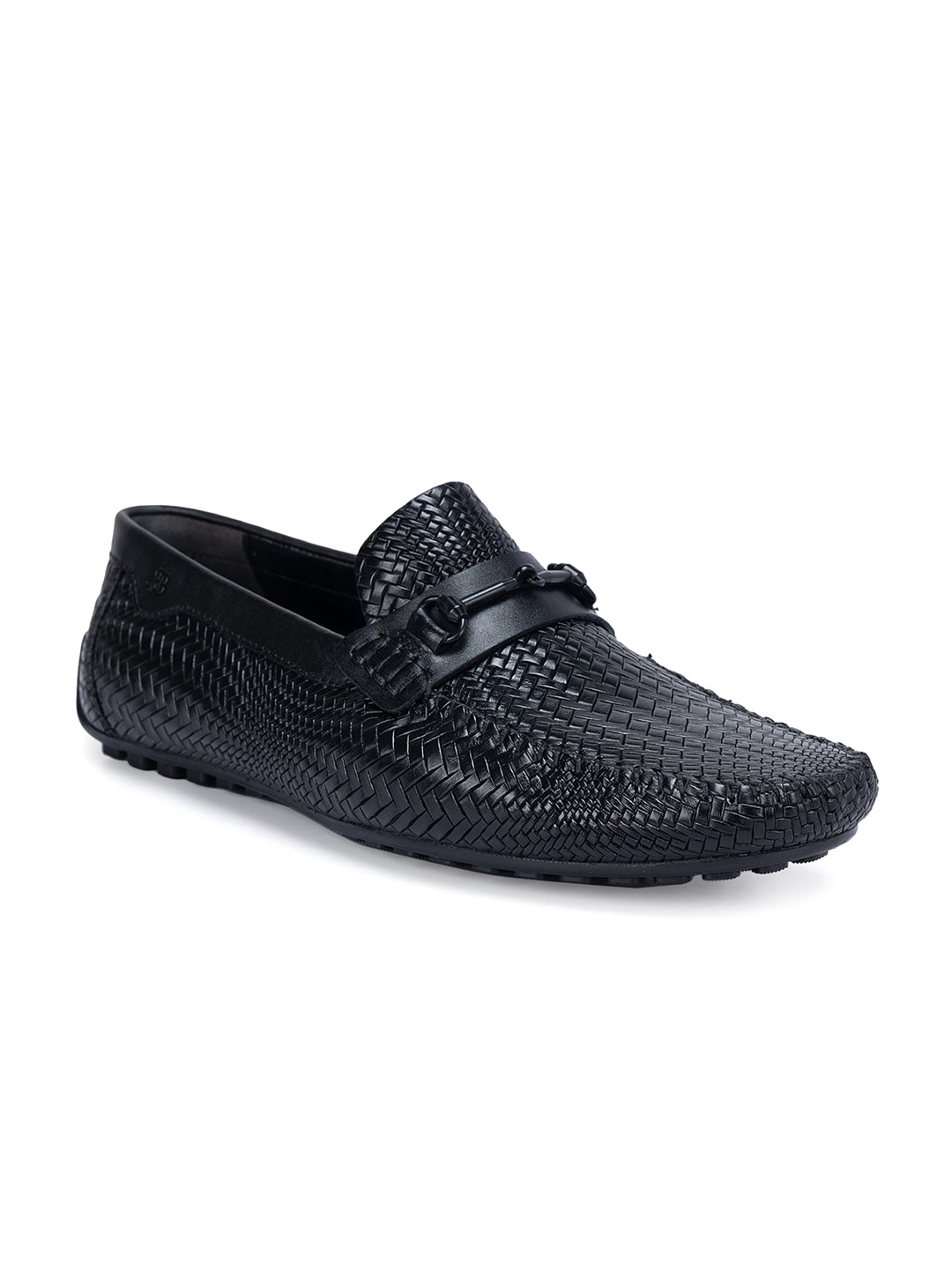 

ROSSO BRUNELLO Men Textured Leather Formal Horsebit Loafers, Black