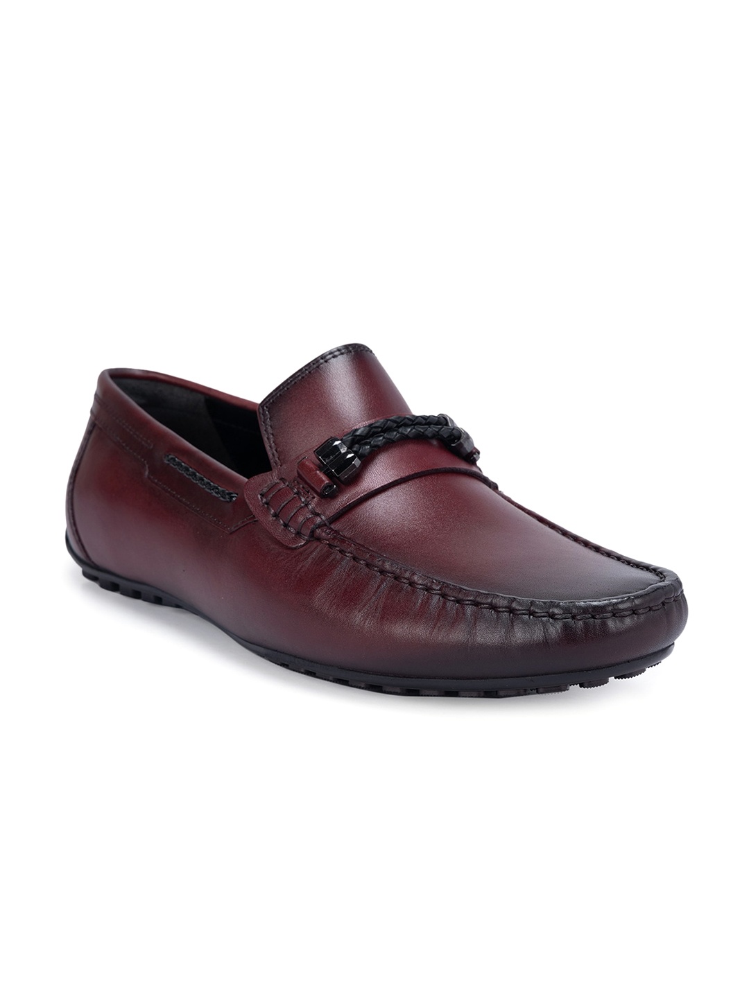 

ROSSO BRUNELLO Men Leather Formal Loafers, Burgundy