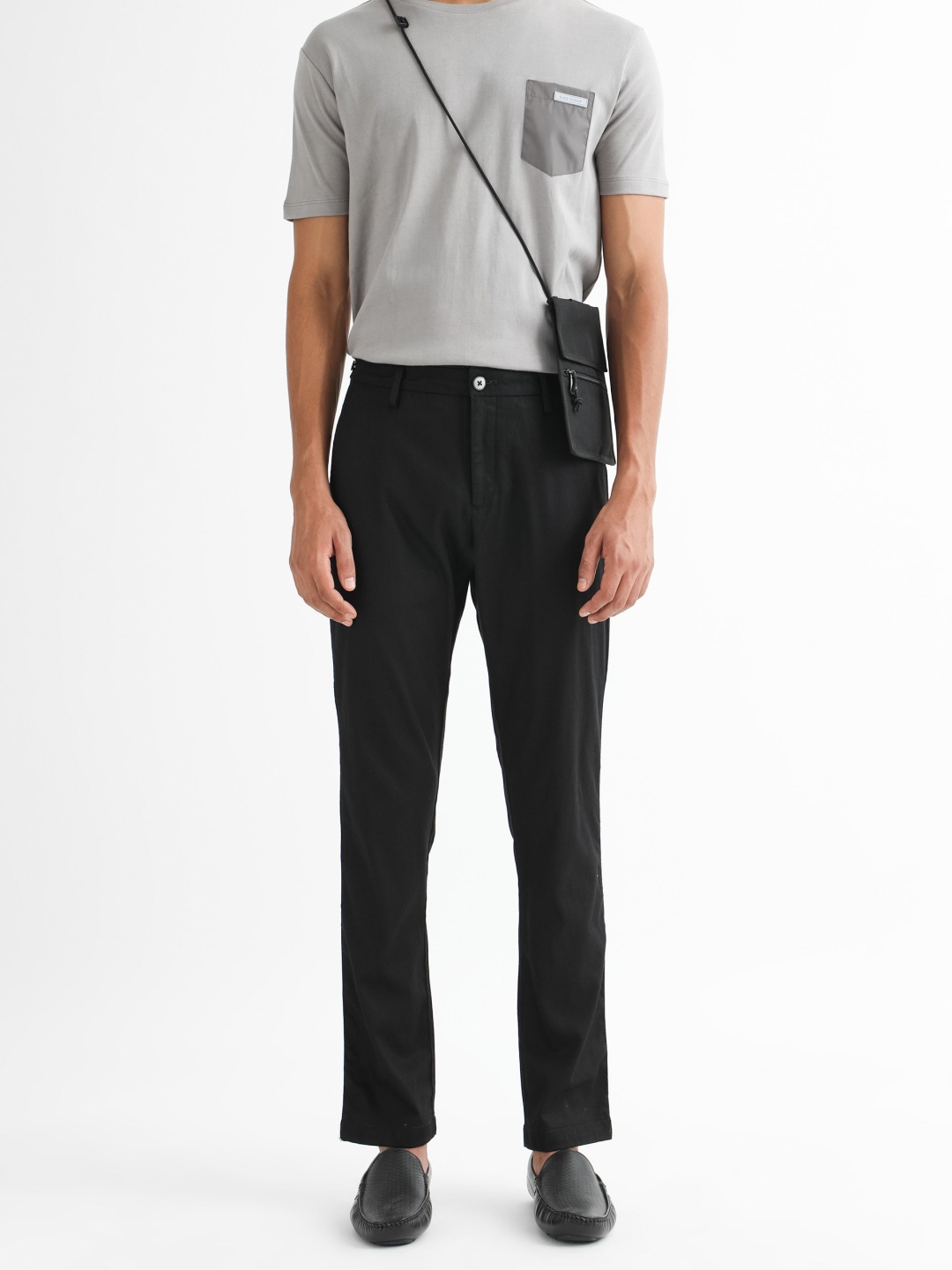 

RARE RABBIT Men Slim Fit Mid-Rise Cotton Casual Trousers, Black