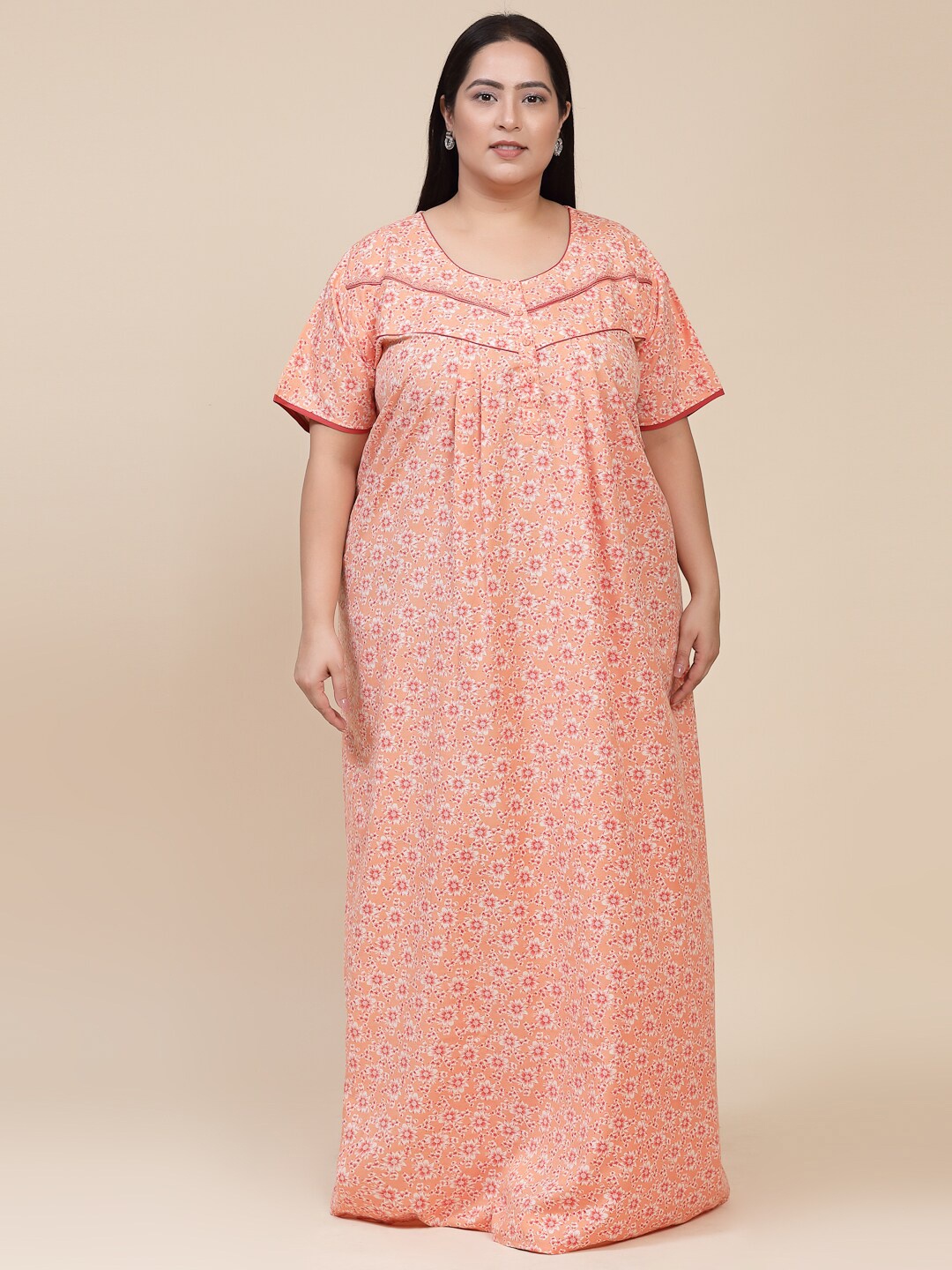 

Sweet Dreams Floral Printed Maxi Nightdress, Peach