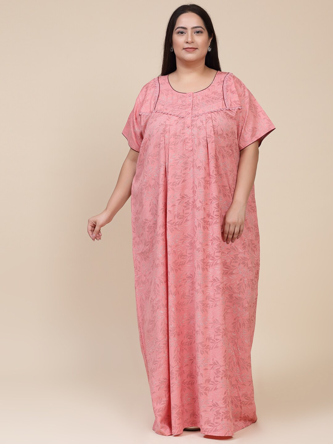 

Sweet Dreams Plus Size Pink Floral Printed Maxi Nightdress