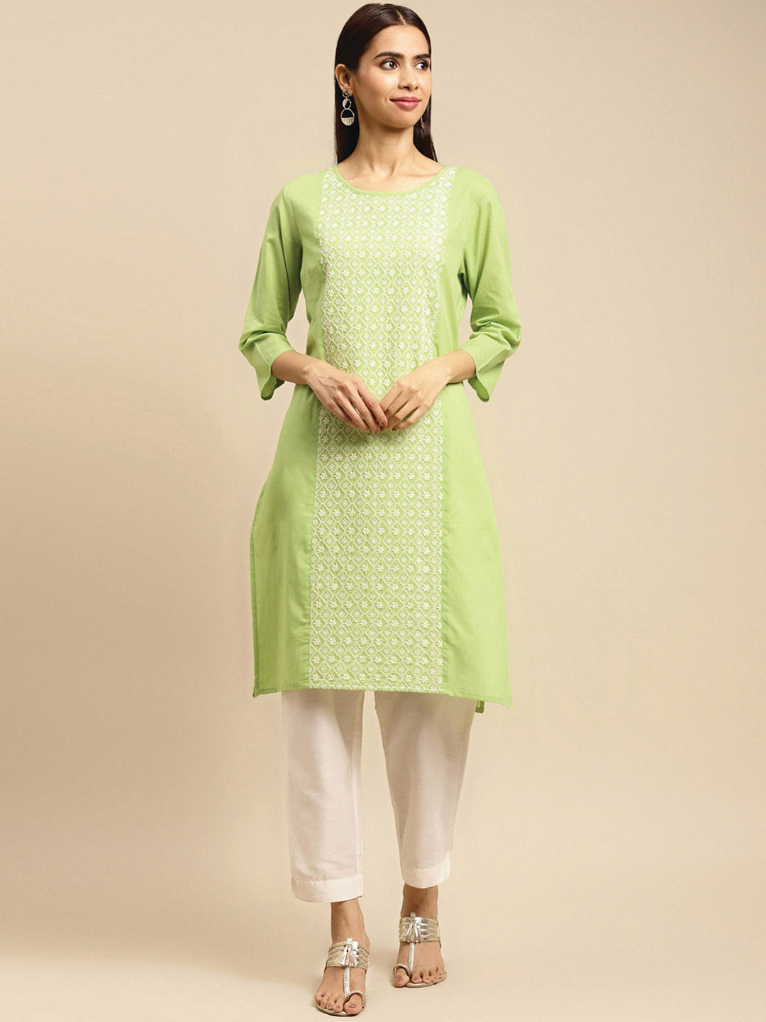 

Rangita Embroidered Pure Cotton Kurta, Green