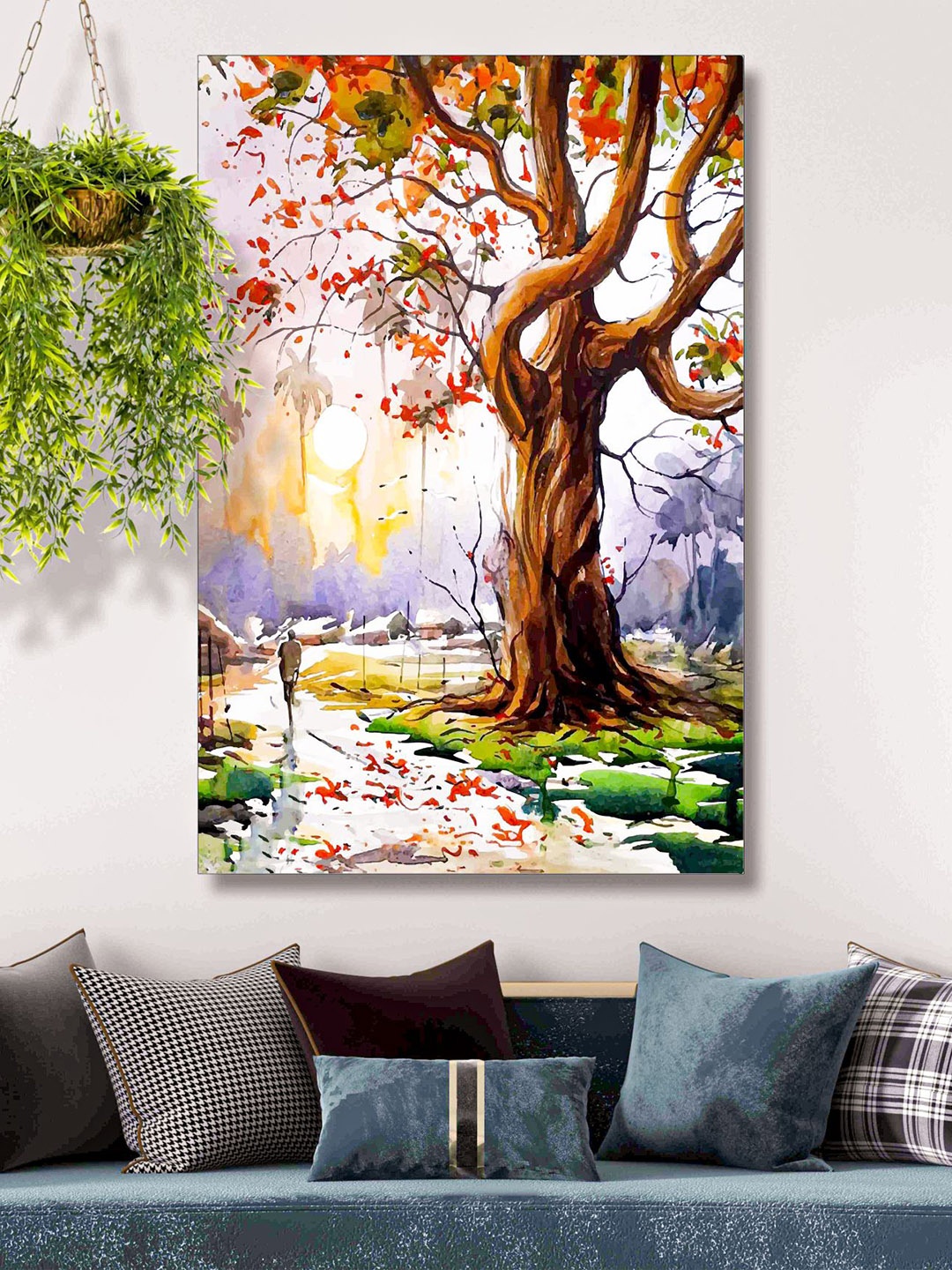 

SAF Brown & Blue Nature Painting Wall Art