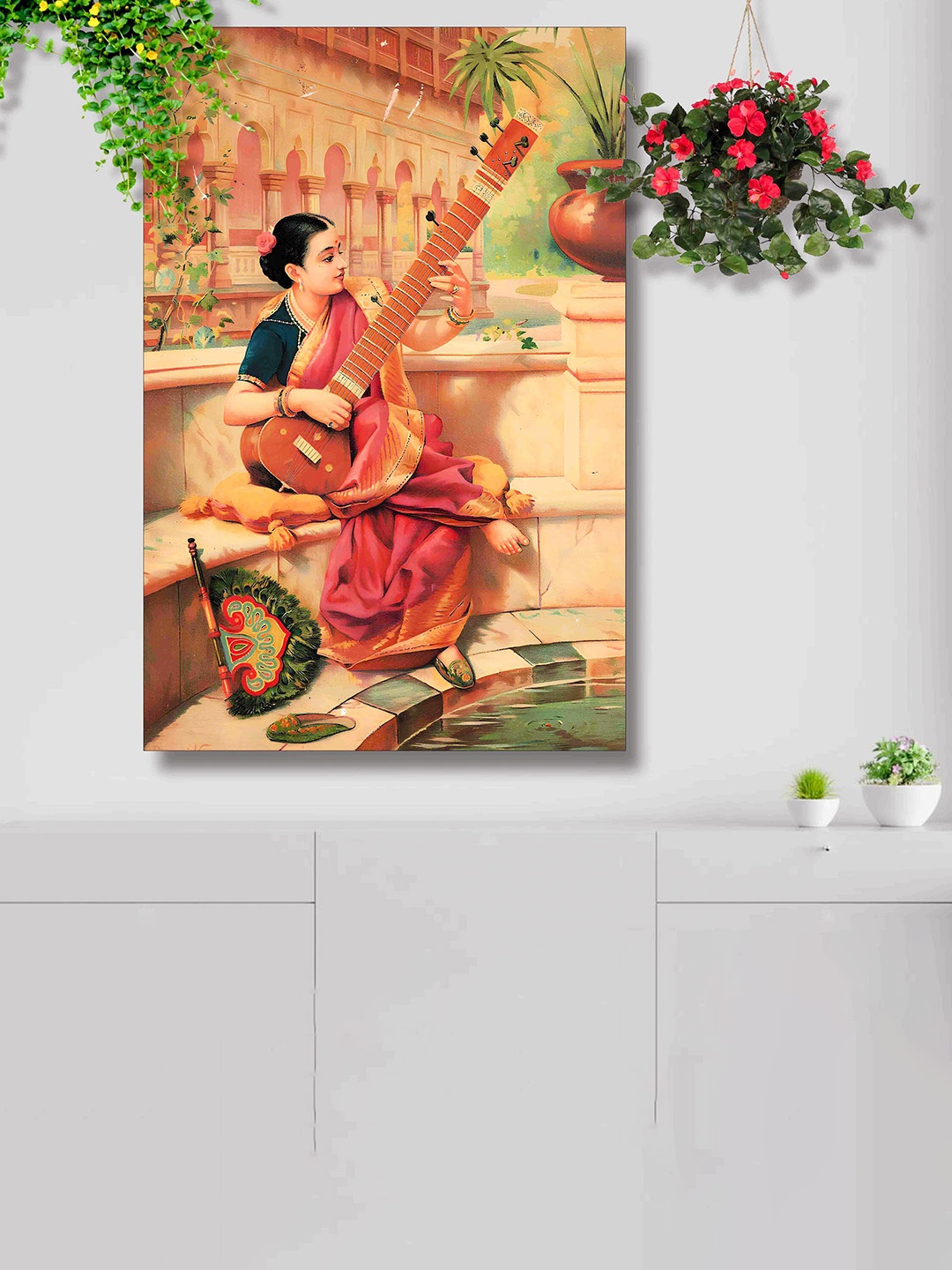 

SAF Beige & Brown Traditional Woman Painting Canvas Wall Art