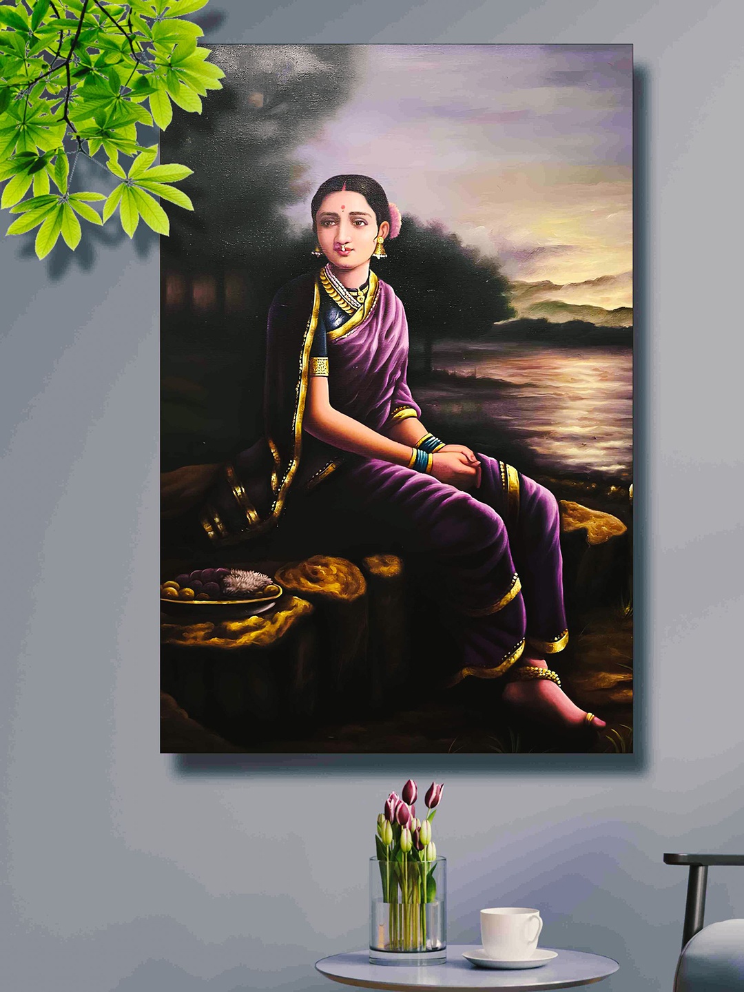 

SAF Purple Traditional Woman Painted Wall Art
