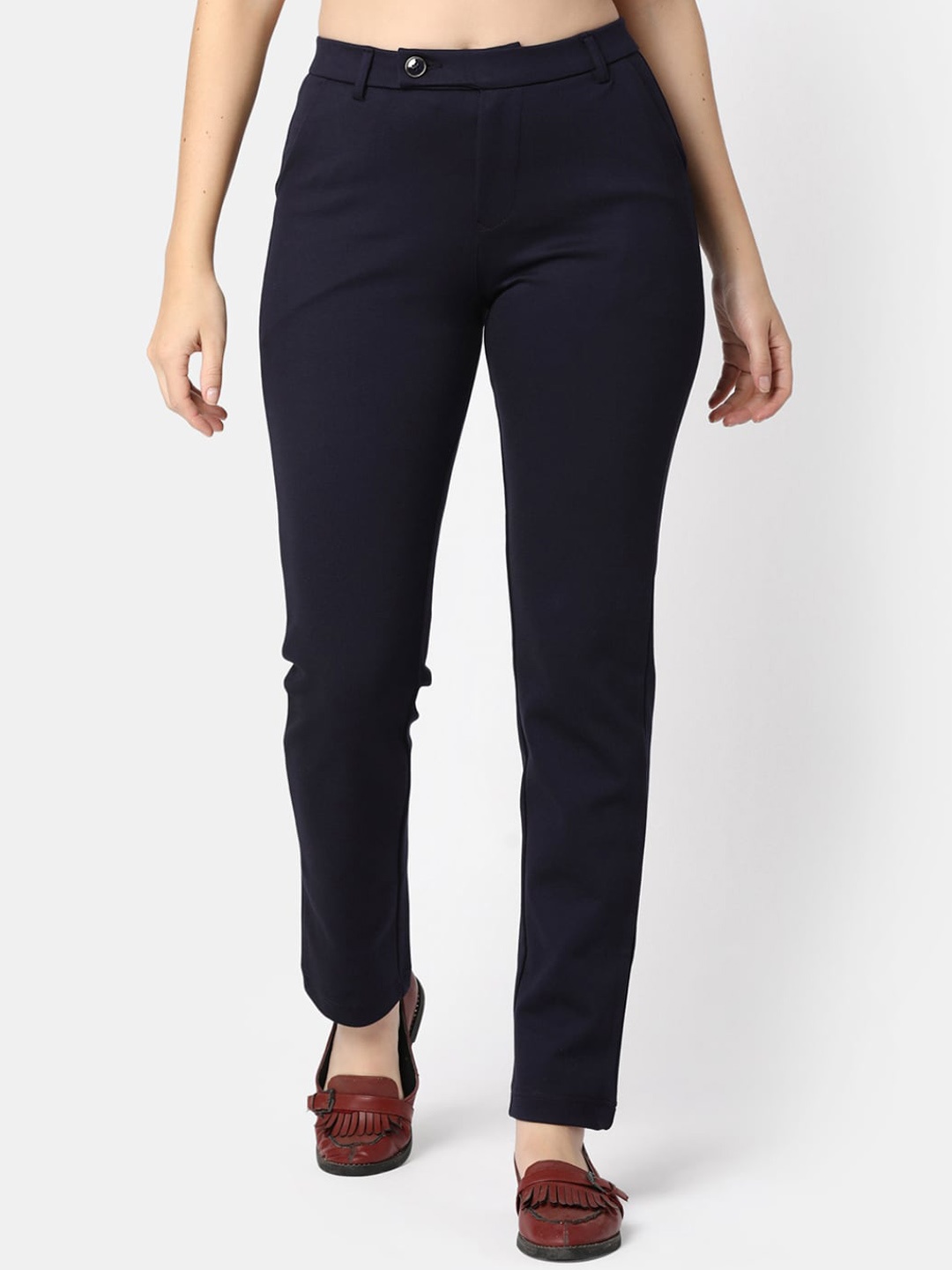 

V-Mart Women Slim Fit Cotton Formal Trouser, Blue