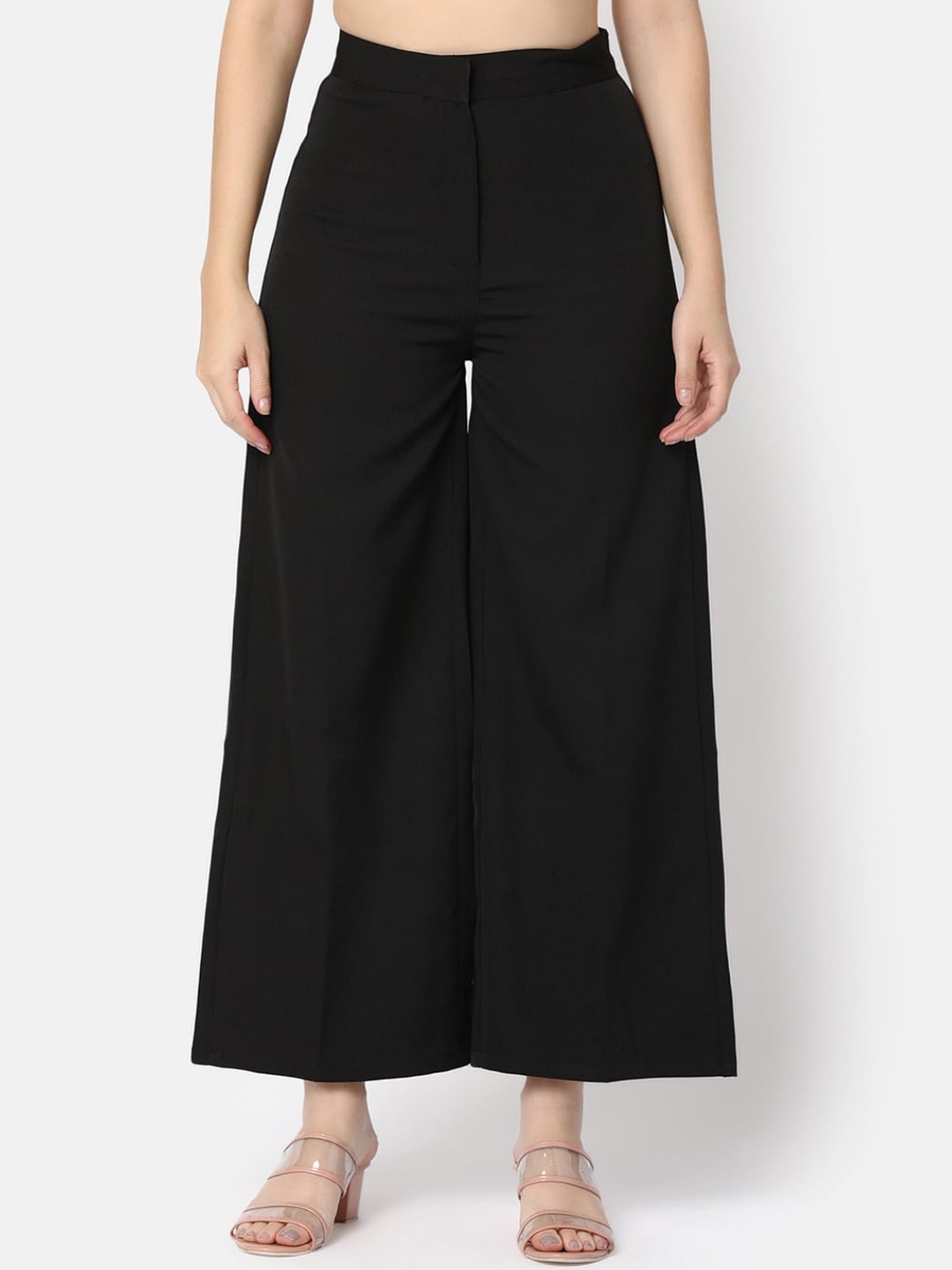 

V-Mart Women Mid-Rise Cotton Culottes Trousers, Black