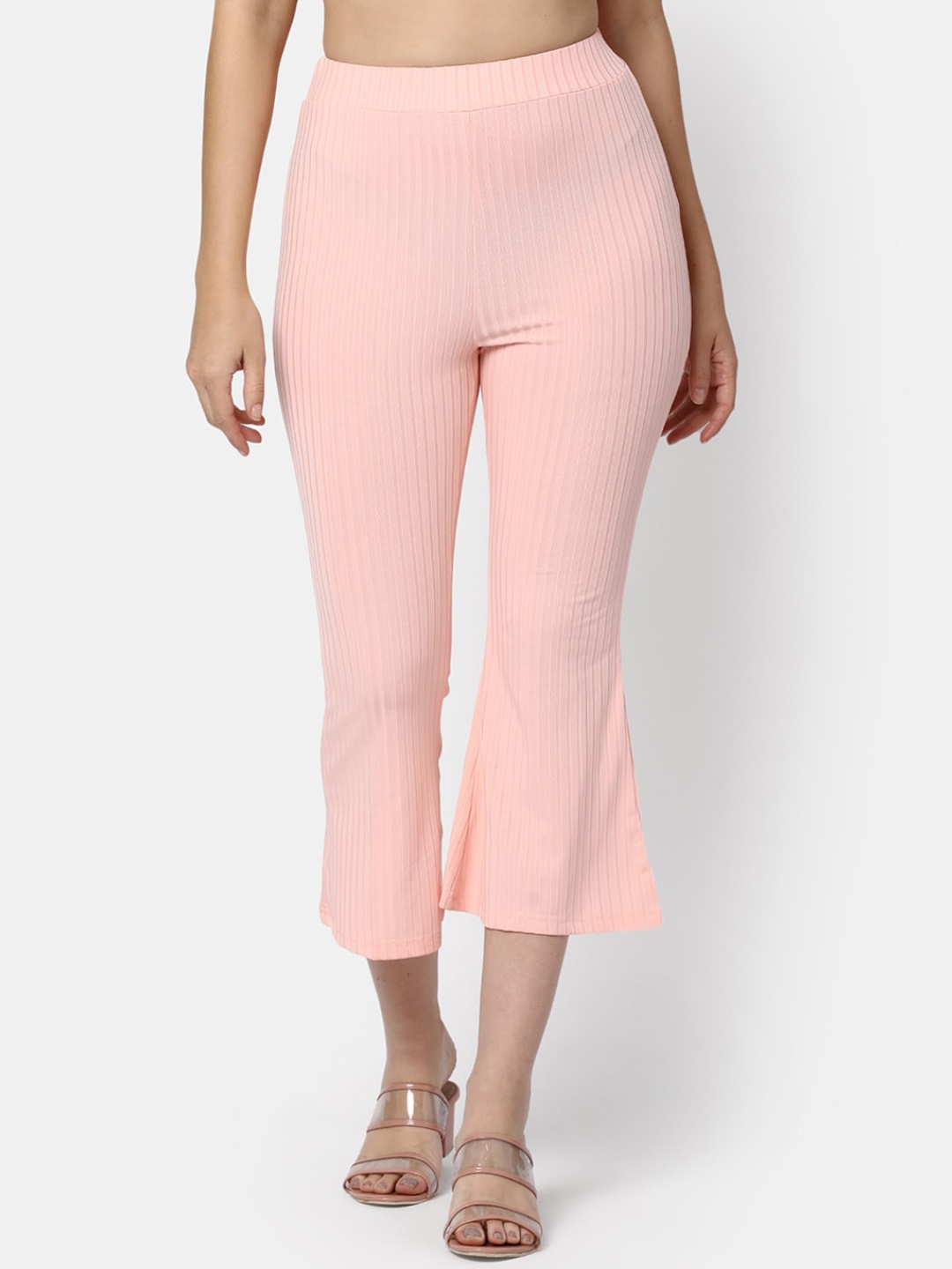 

V-Mart Women Striped Slim Fit Culottes Trousers, Pink
